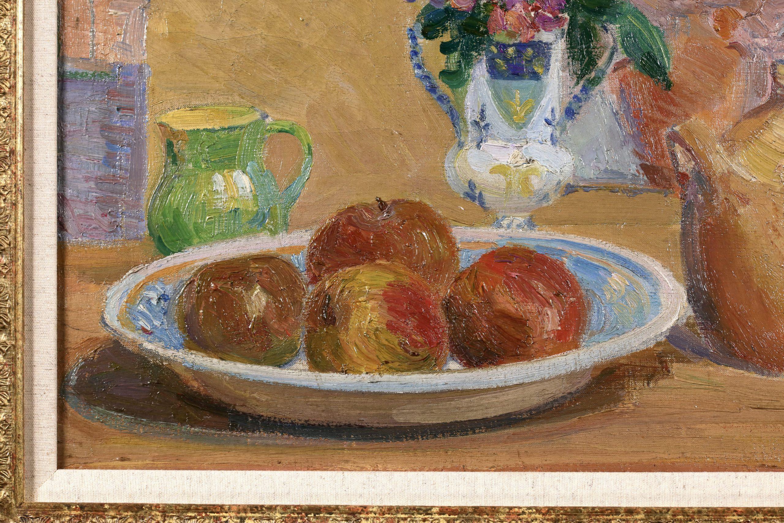 Nature morte aux pommes - Nature morte post-impressionniste à l'huile - Hippolyte PetitJean en vente 6