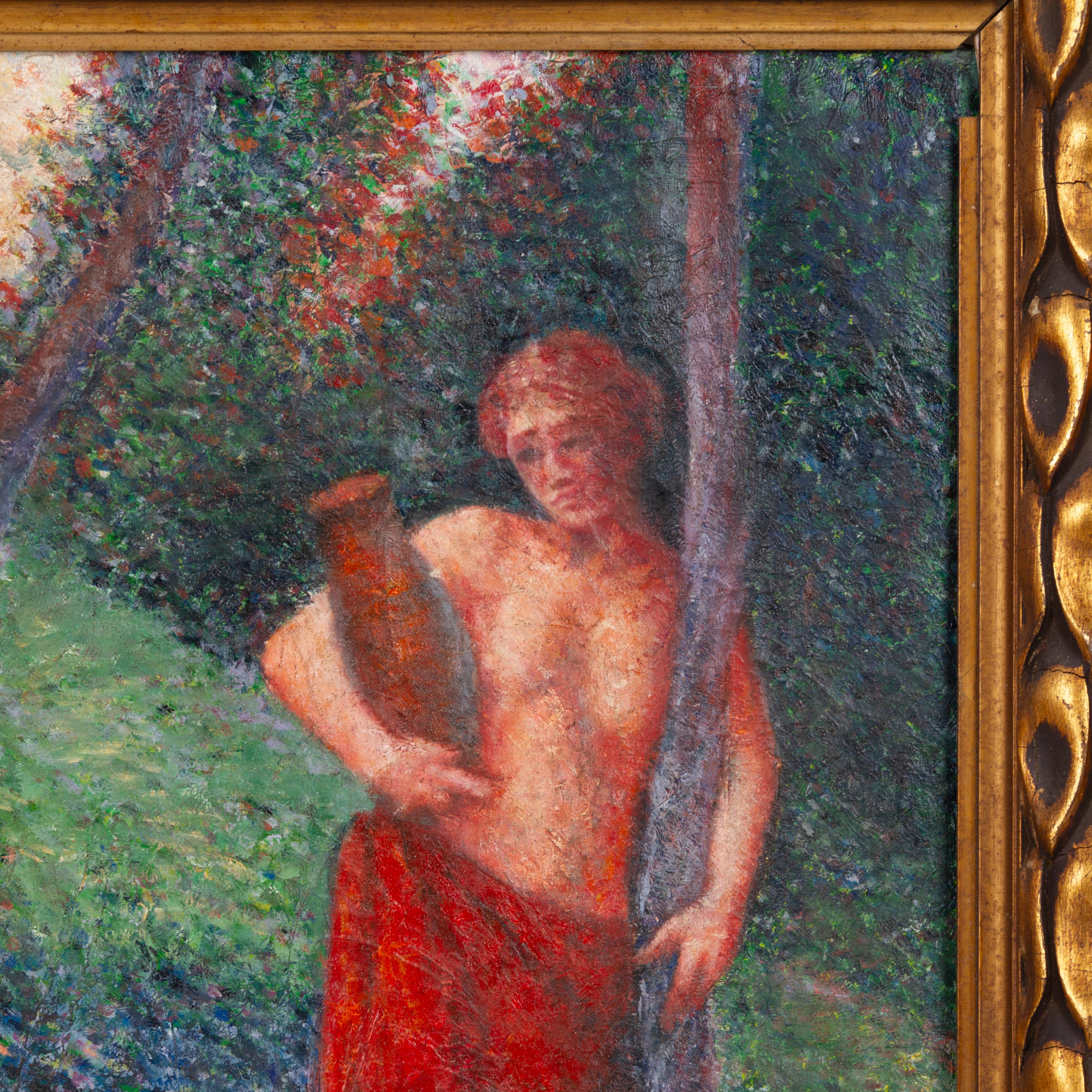Hippolyte Petitjean (1854-1929) Französische pointilistische Nymphen, Ölgemälde im Zustand „Gut“ im Angebot in Nottingham, GB