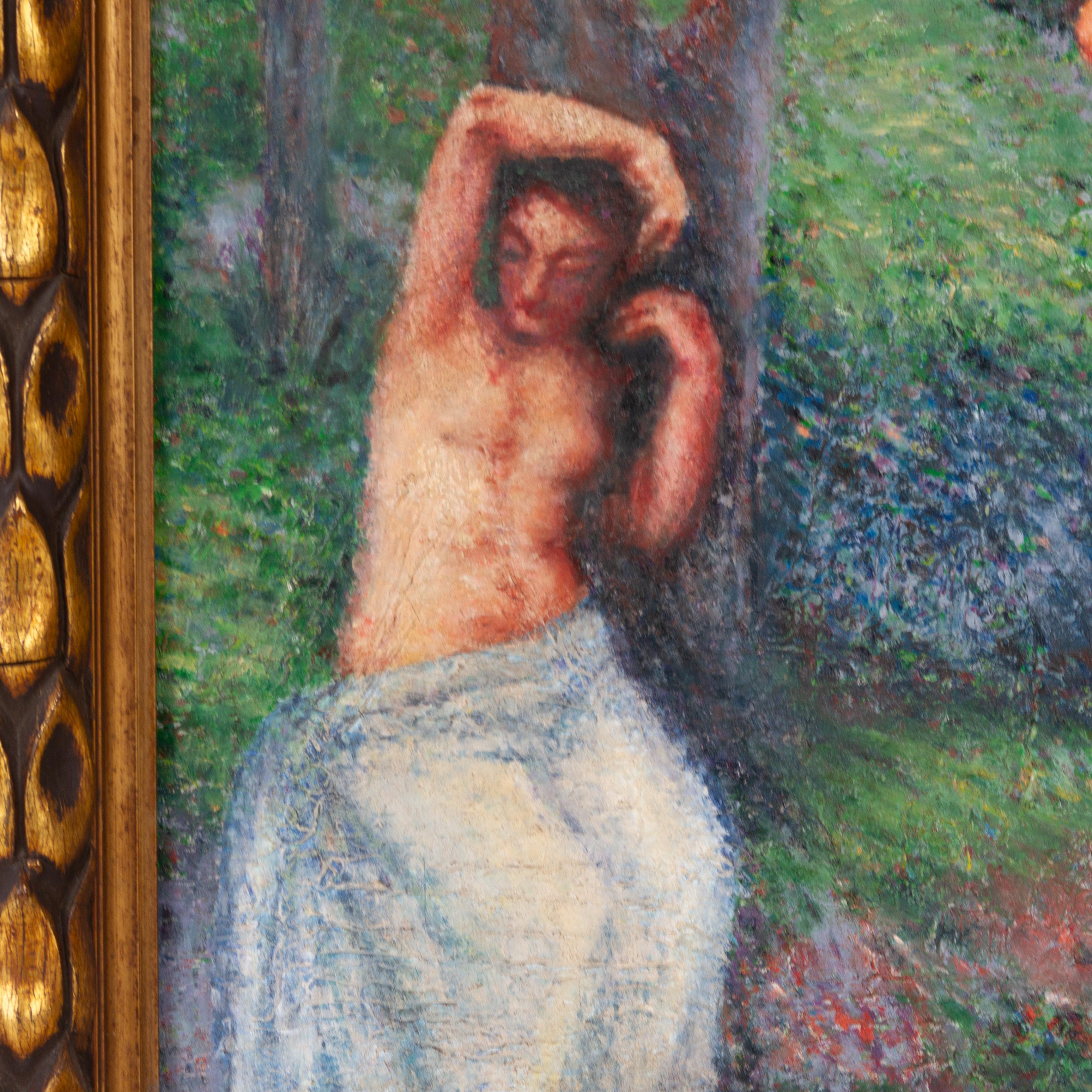Hippolyte Petitjean (1854-1929) Französische pointilistische Nymphen, Ölgemälde (20. Jahrhundert) im Angebot