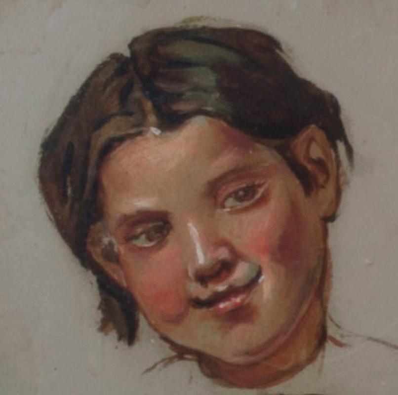 Dreikopf-Porträts eines jungen Mädchens – Painting von Hippolyte Roques