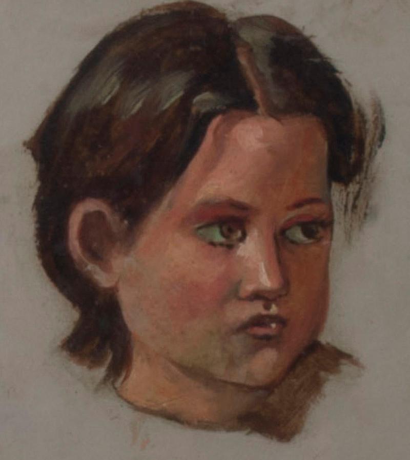 Dreikopf-Porträts eines jungen Mädchens (Romantik), Painting, von Hippolyte Roques