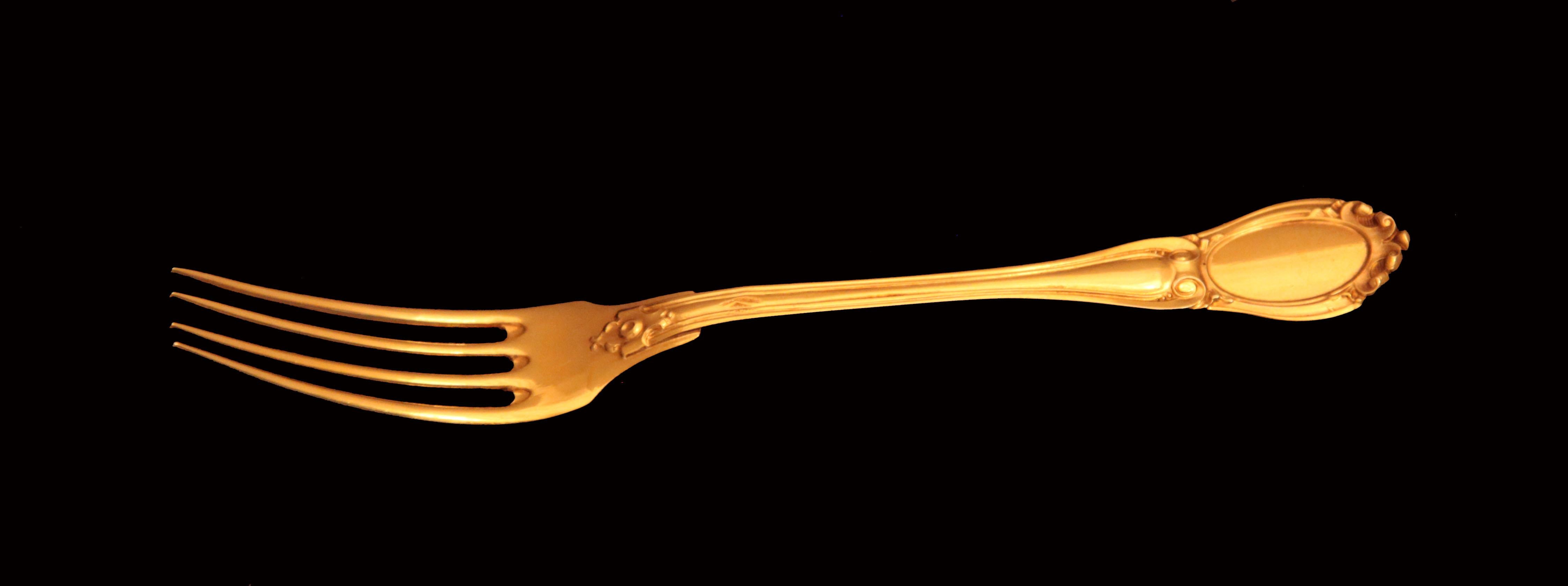 Français Thomas - Service de couverts à dessert 36 pièces en vermeil français du 19e siècle ! en vente