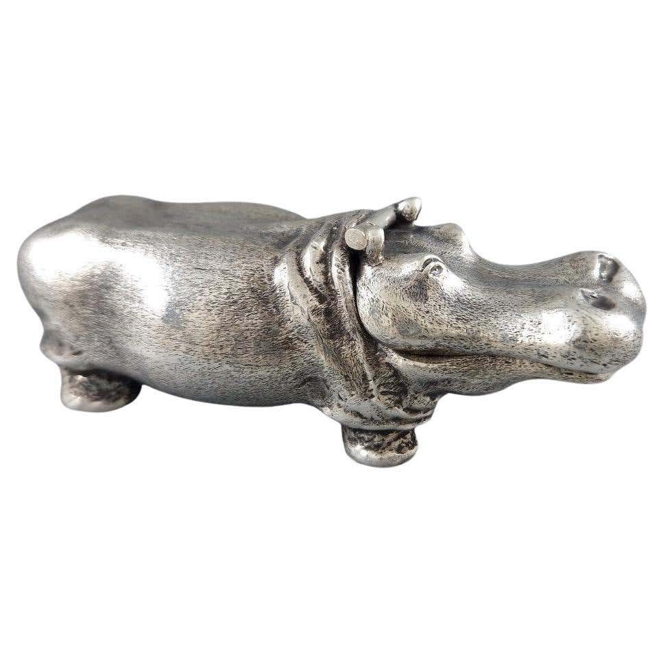 Orecchini Pendenti Ippopotamo In Argento 925 - Gioiello Artigianale (1 Paio)