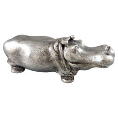 Scatola per ippopotamo in argento sterling