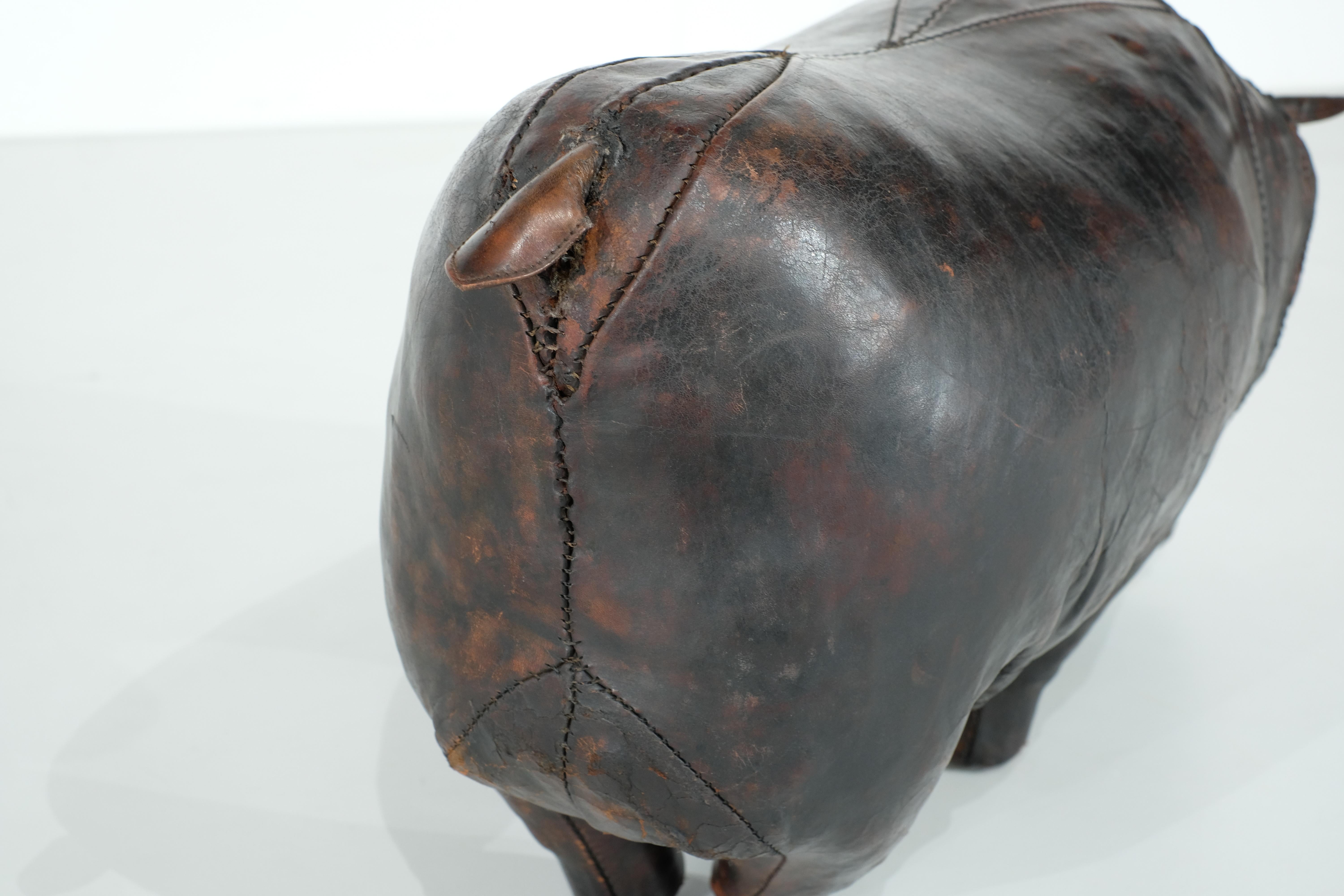 Leather Hippopotamus by Dimitri Omersa for Abercrombie & Fitch - 1960s For Sale