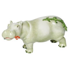 Hippopotamus Handgefertigte und handbemalte Porzellanfigur Nymphenburg