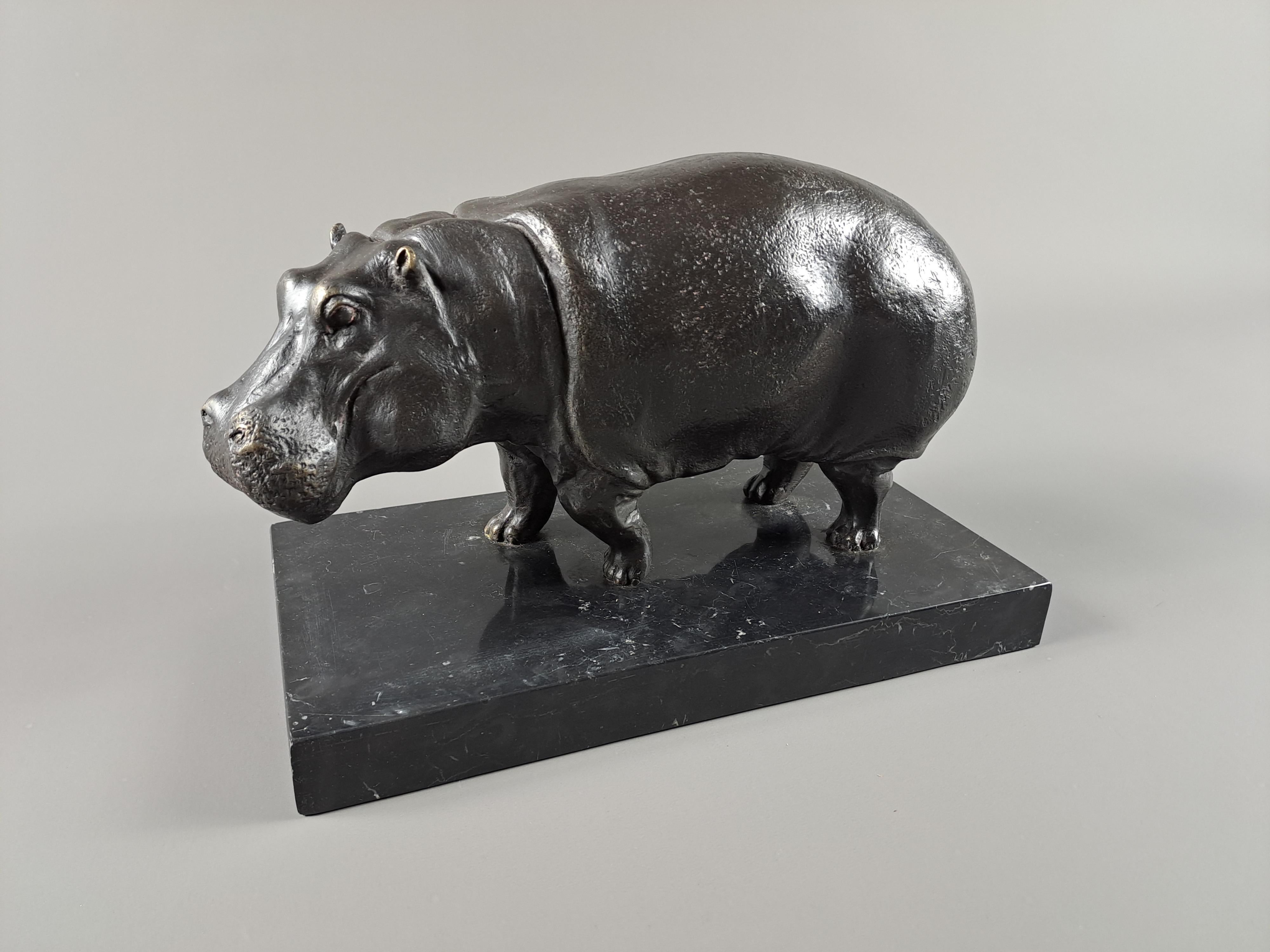 Hippopotamus, In Bronze Signed Dubanton 5