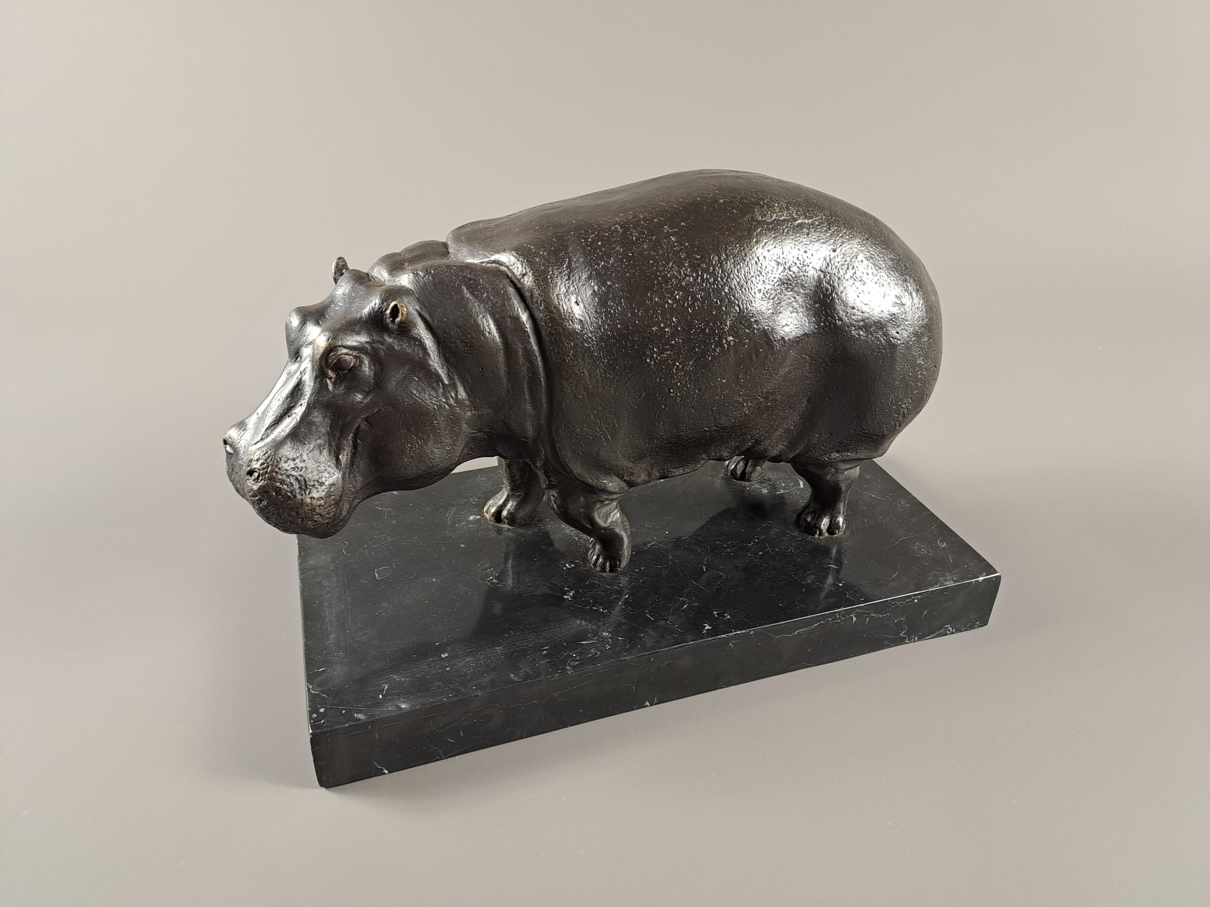Art Deco Hippopotamus, In Bronze Signed Dubanton