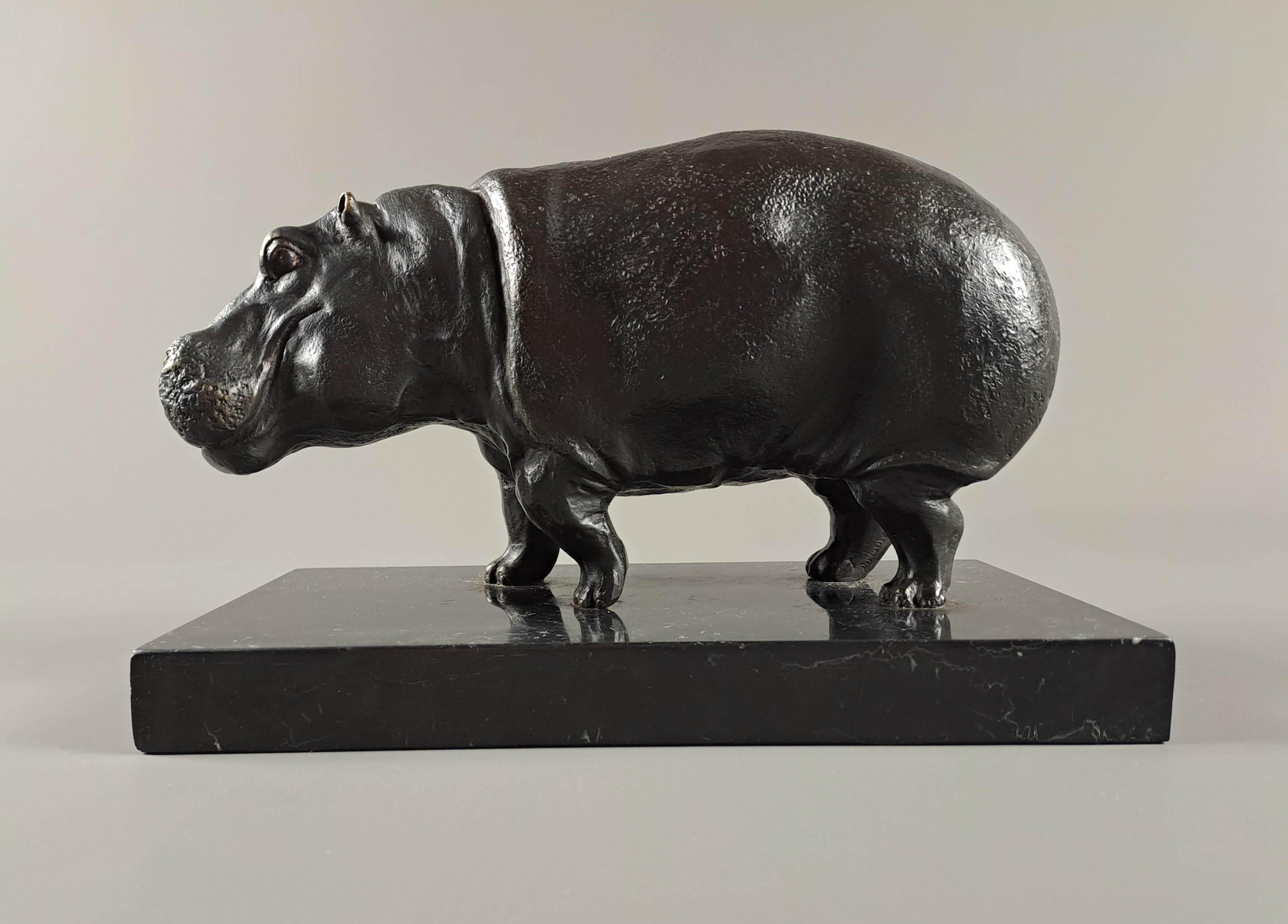French Hippopotamus, In Bronze Signed Dubanton