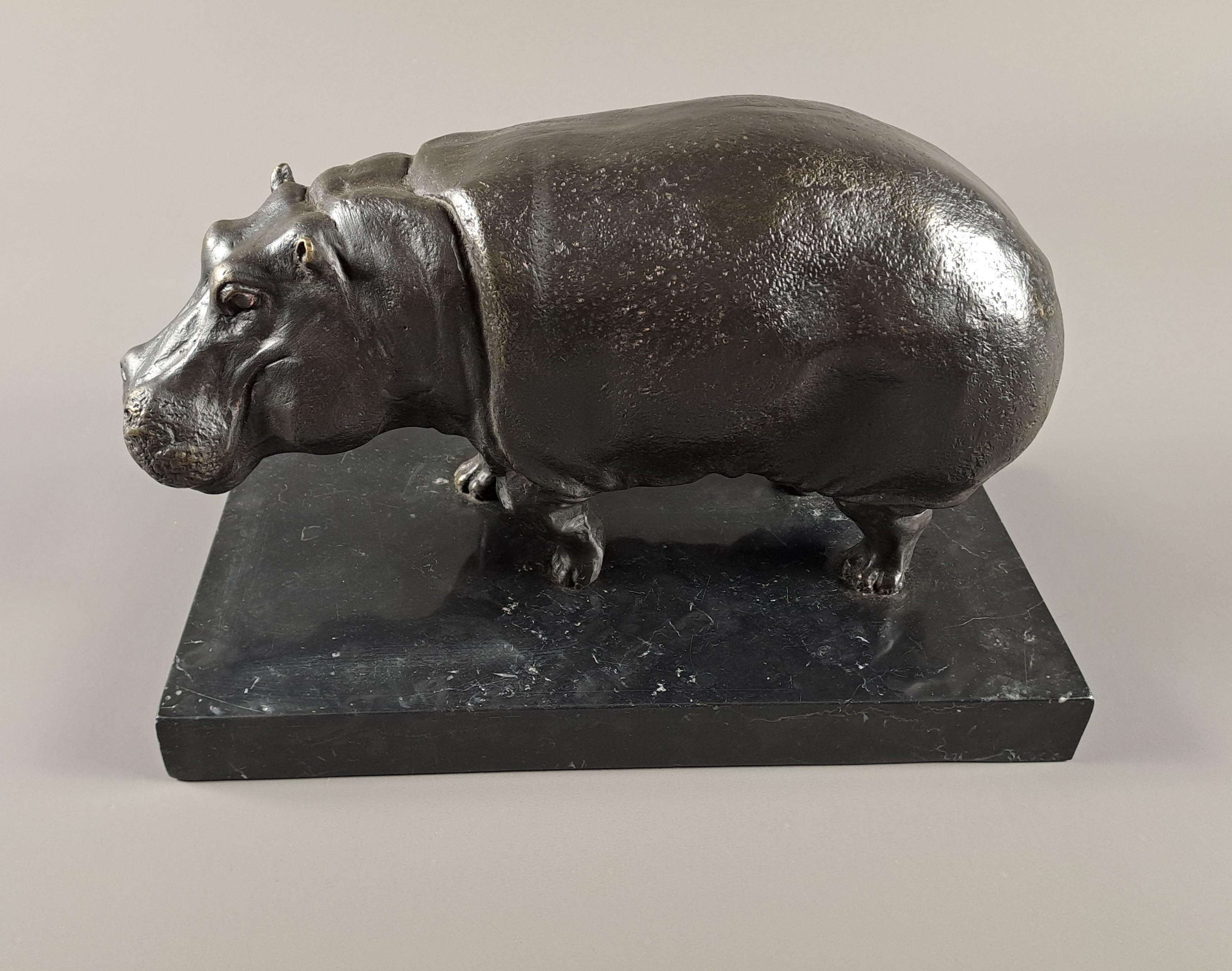 Hippopotamus, In Bronze Signed Dubanton In Good Condition In BARSAC, FR