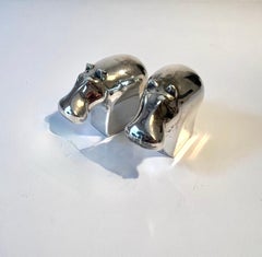 Hippopotamus Silver Plate Paperweights designed Gunnar Cyrén for Dansk Designs