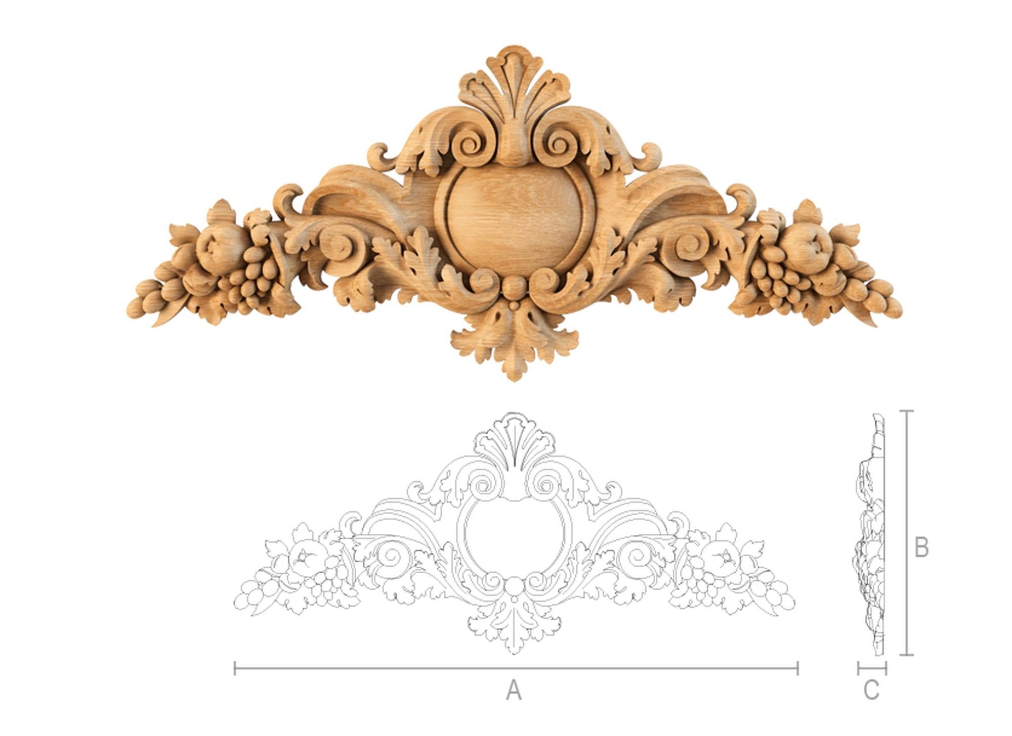 Woodwork Hiqh Quality Unfinished Wall Applique for Interior, Millwork Wood Onlay For Sale