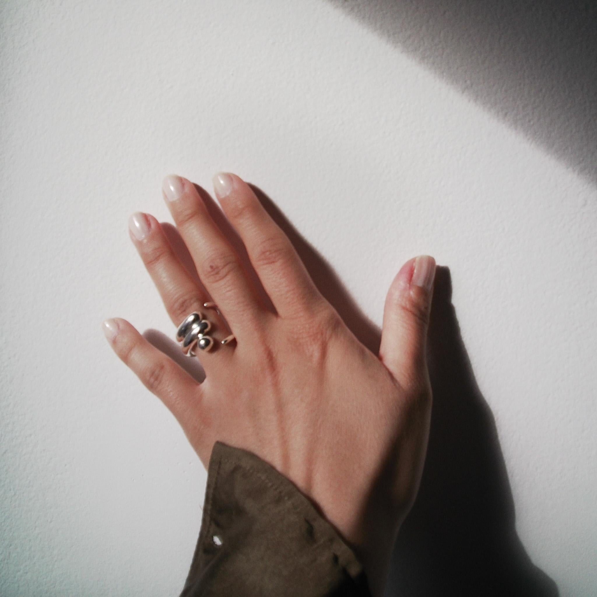 kaali Hand painted sterling silver ring