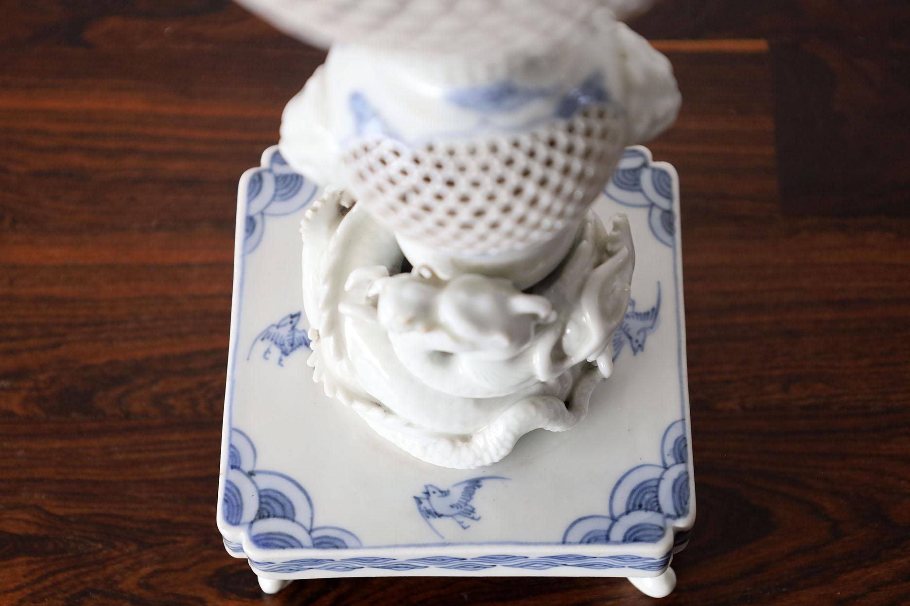 Hand-Crafted Hirado Porcelain Koro Censer  Meiji Dynasty For Sale