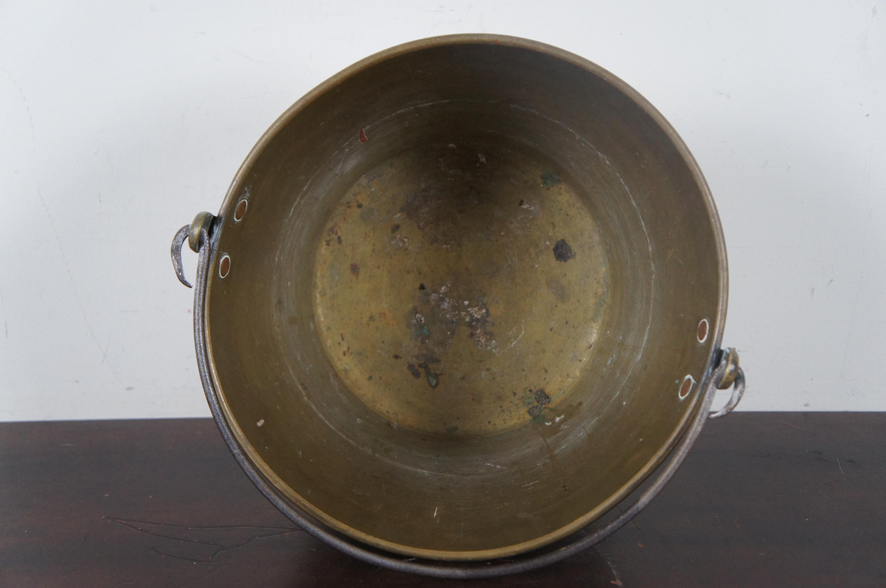 Victorian Hiram W Hayden Antique 19th Century Hand Spun Brass Bucket Pail Syrup