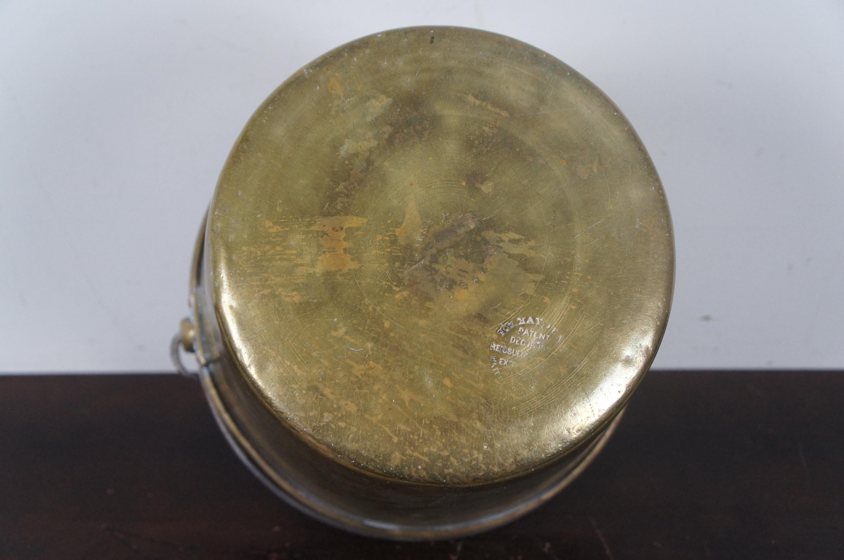 Hiram W Hayden Antique 19th Century Hand Spun Brass Bucket Pail Syrup 4