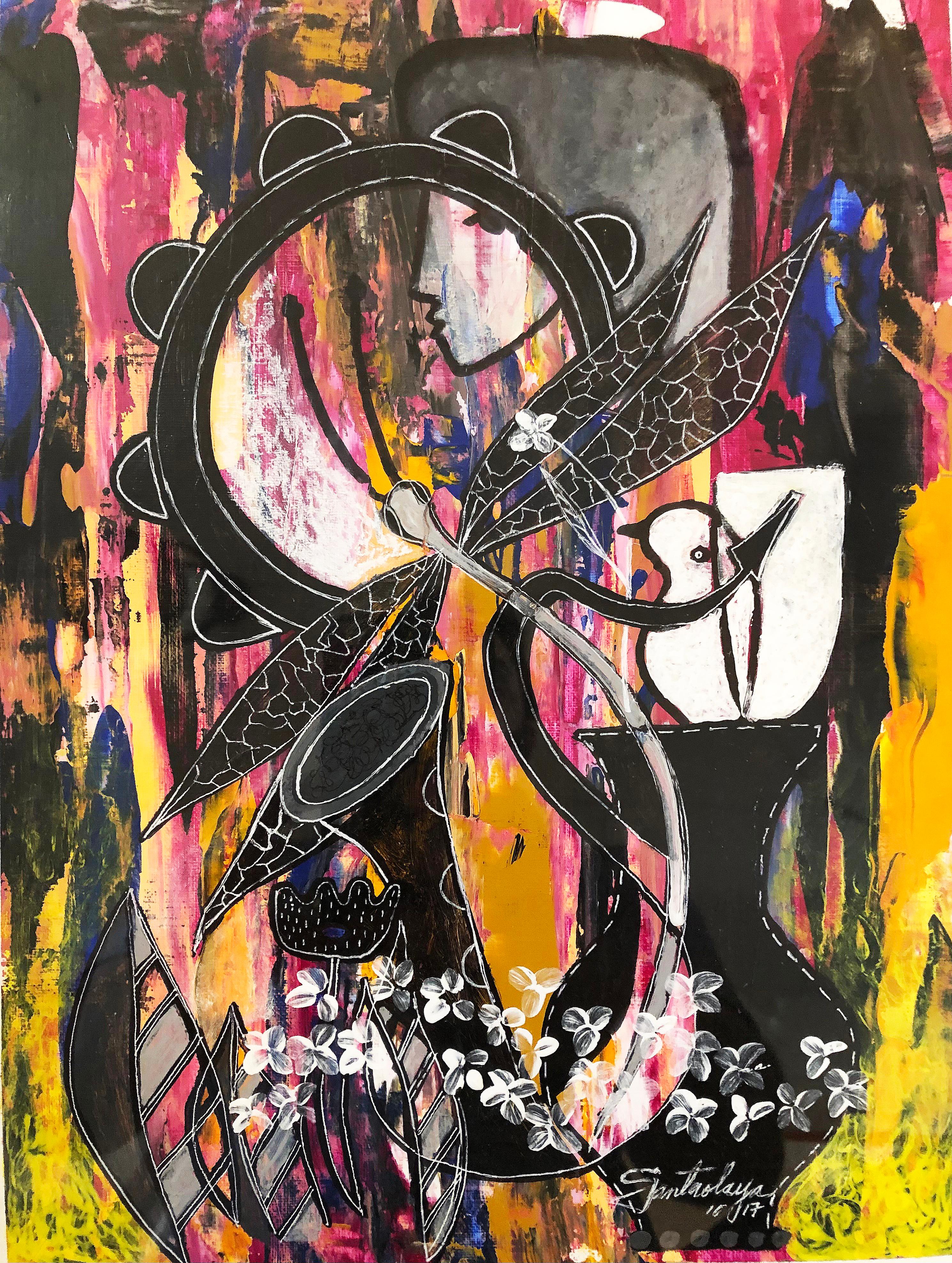Hiremio Garcia Santaolaya abstract painting, Cuban-American Artist, 2017

Offered for sale is a figurative acrylic on paper by the Cuban-American artist Hiremio Garcia Santaolaya titled 