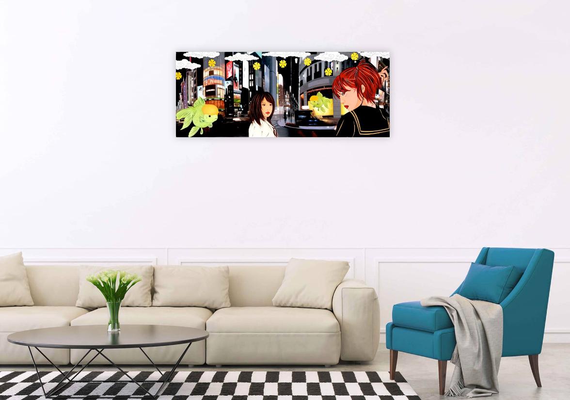 2009, einzigartige Kunstwerke
Öl auf Leinwand
25 1/5 × 63 Zoll - 64 × 160 cm
Das Kunstwerk ist vom Künstler signiert und mit dem Logo des Studios des Künstlers auf der Rückseite der Leinwand gestempelt.
Die Kunstwerke werden von einem formellen