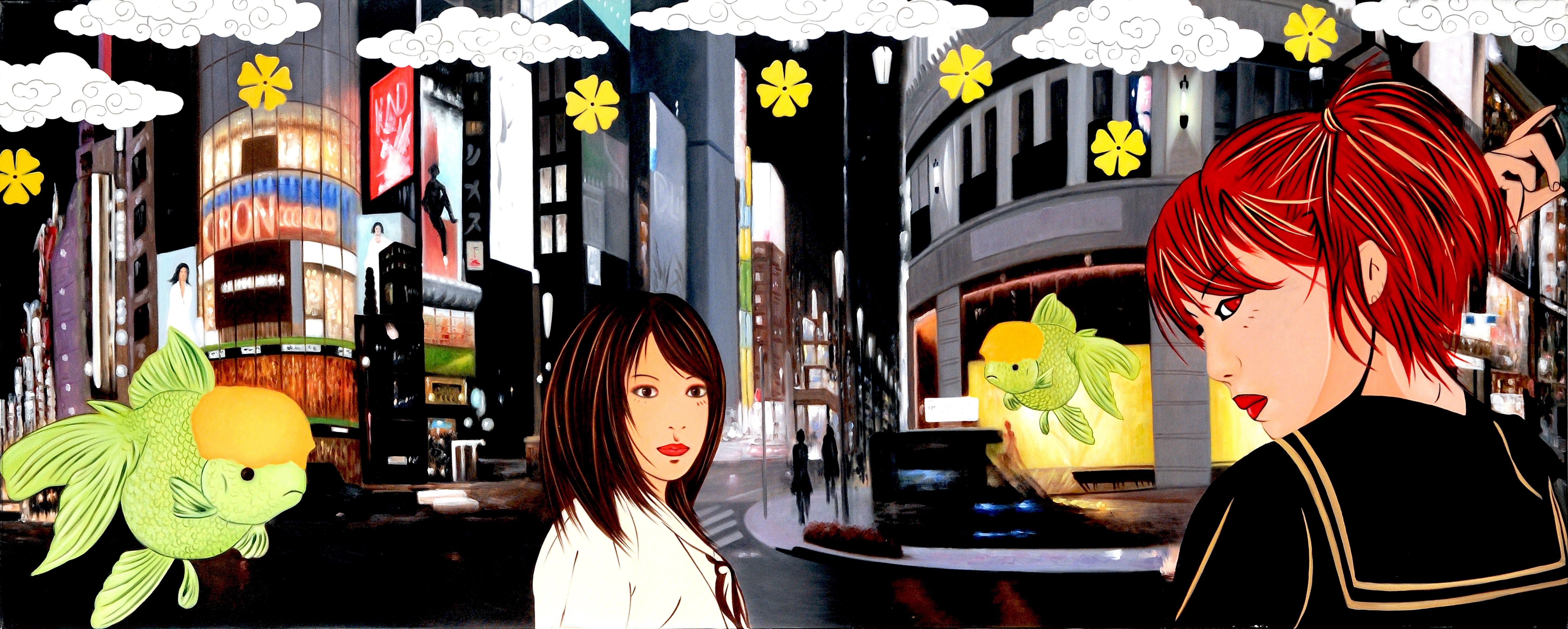 Chisato und Satomi's Nocturnal Odyssee der Nocturnal Odyssee: Blüten von Unity (Zeitgenössisch), Painting, von HIRO ANDO