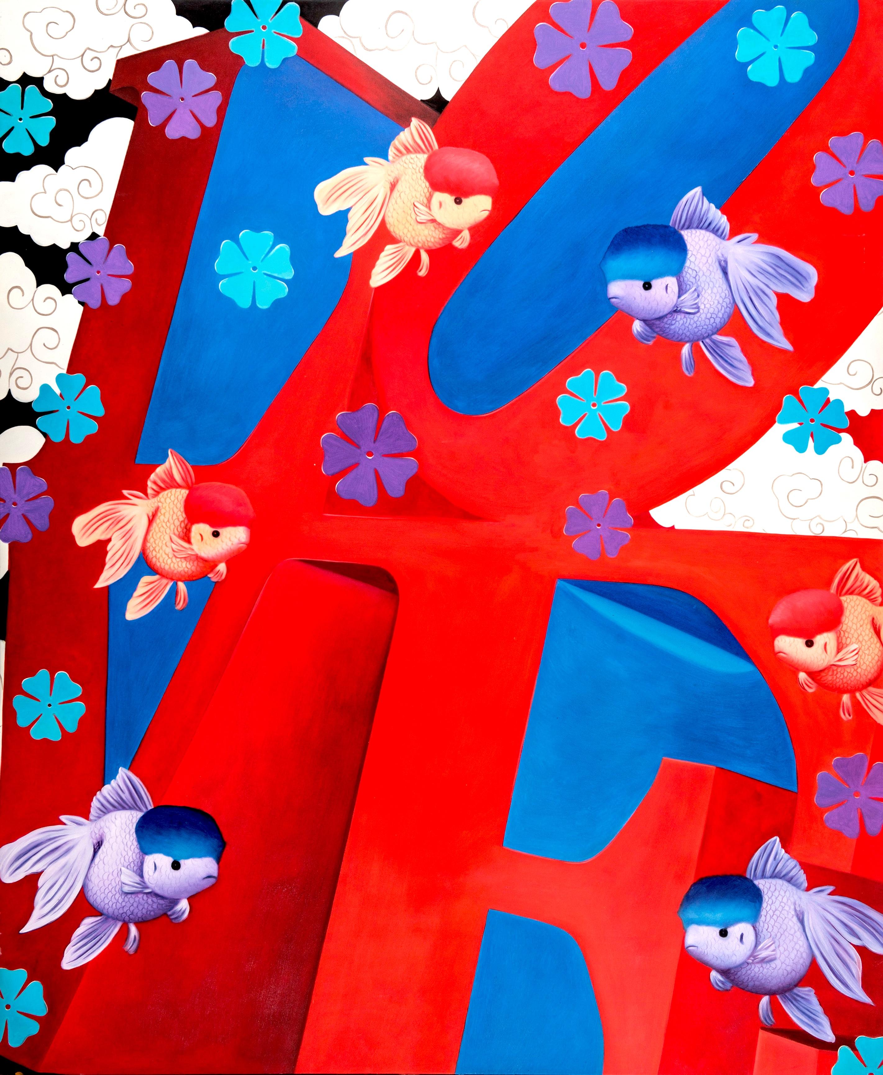 Kohaku Reverie: Vermilion-Flugzeug (Zeitgenössisch), Painting, von HIRO ANDO