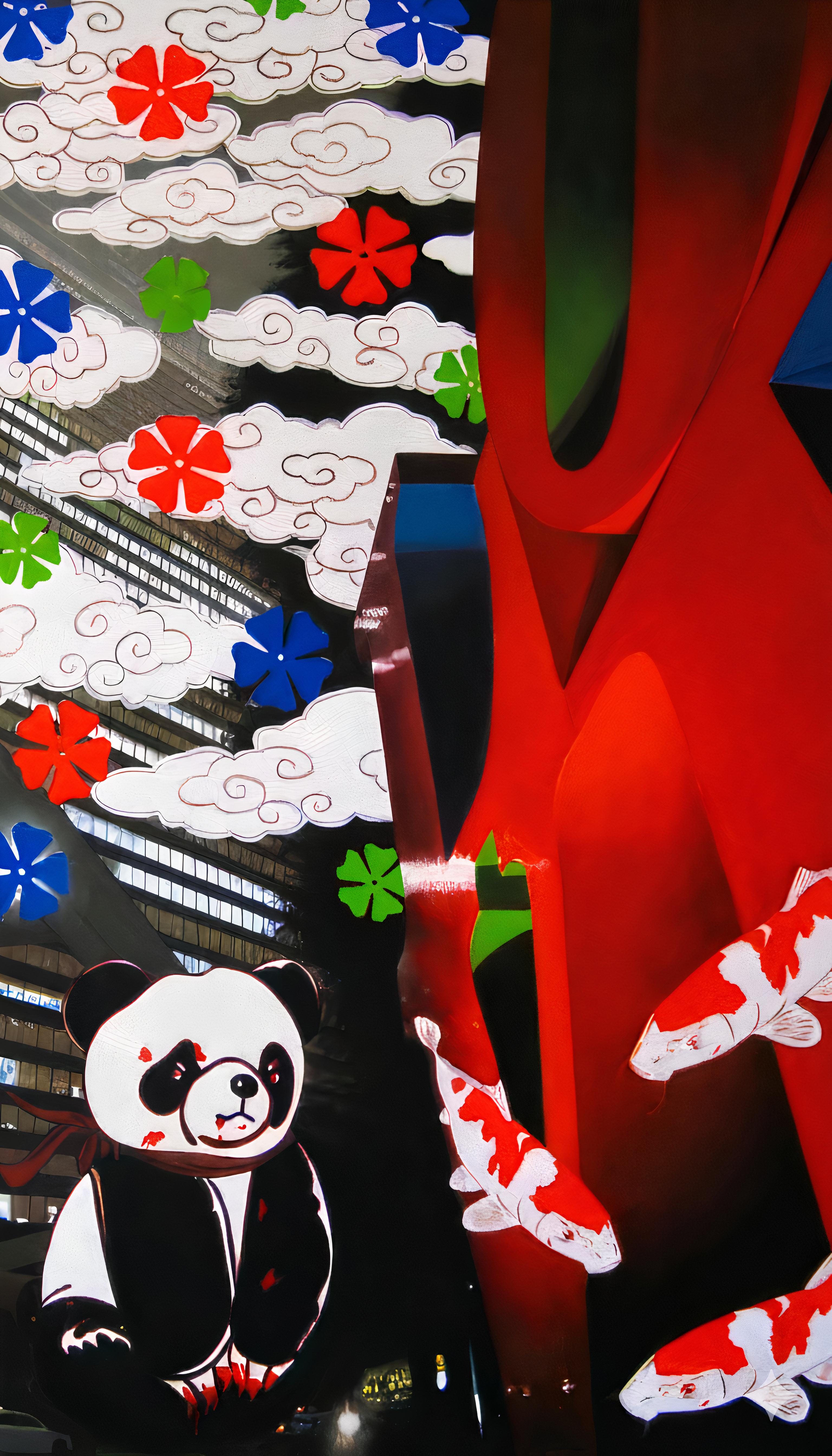 Sonata Kohaku LOVE de Pandasan : Crimson Melodies - Contemporain Painting par HIRO ANDO