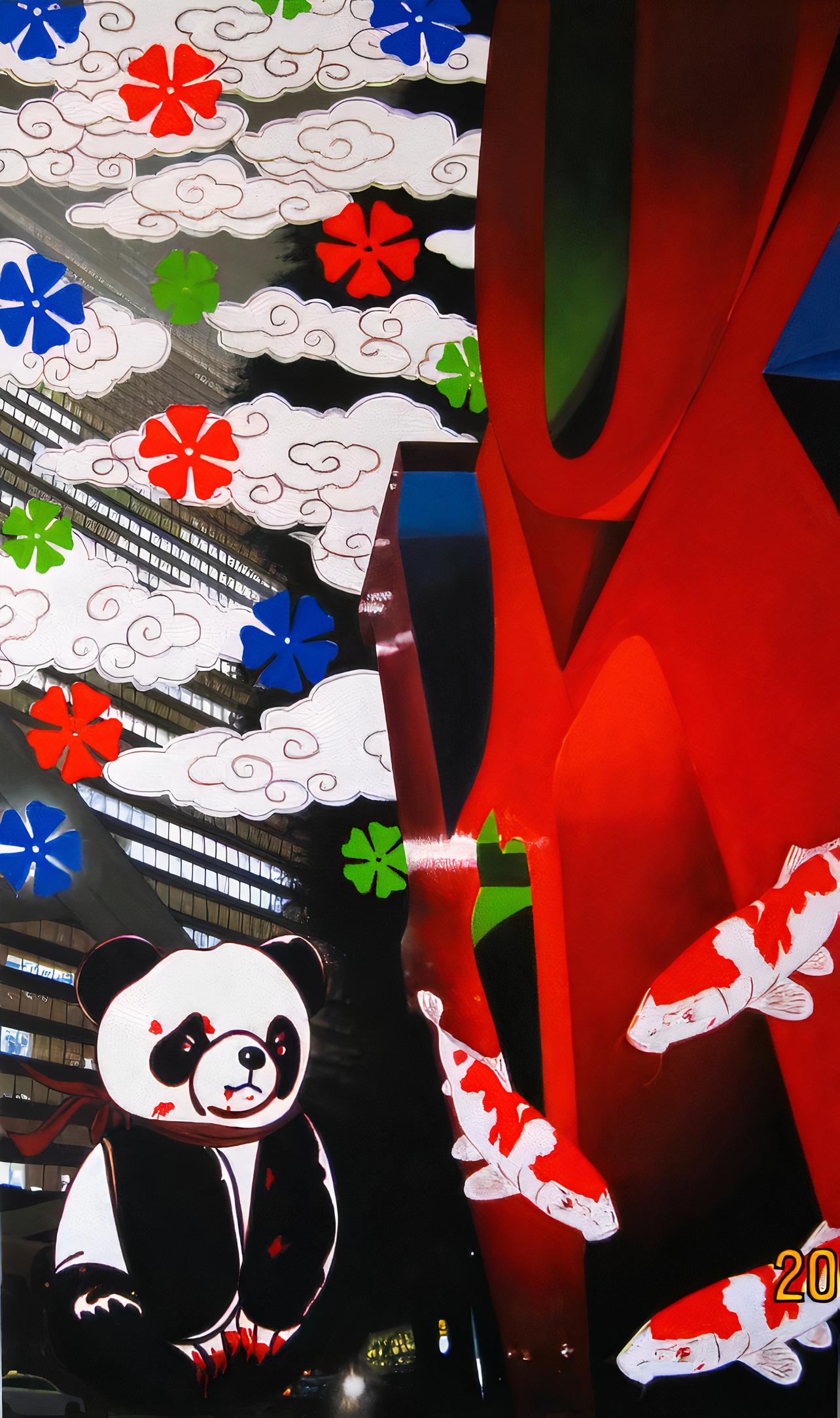 HIRO ANDO Portrait Painting - Pandasan's Kohaku LOVE Sonata : Crimson Melodies