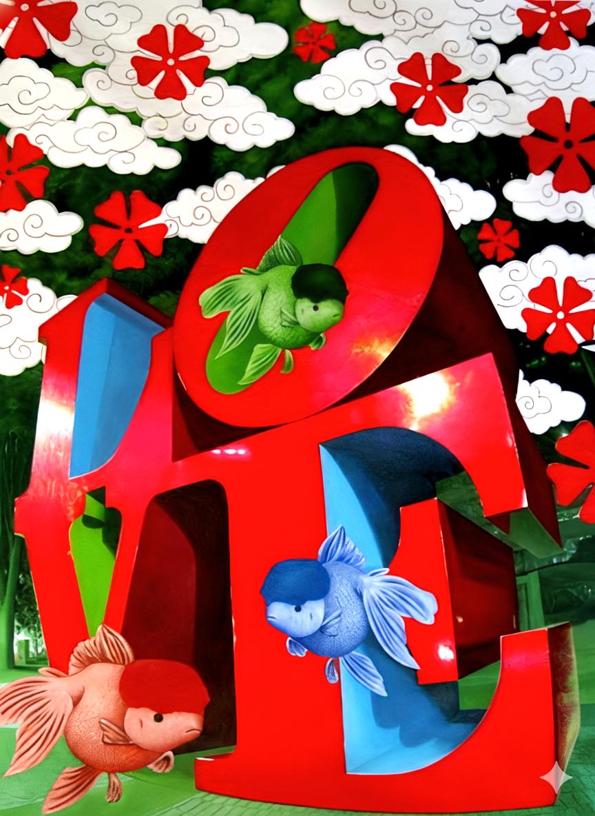 Écarlate LOVE & Nishikigoi Trio : Shinjuku Serenades - Painting de HIRO ANDO