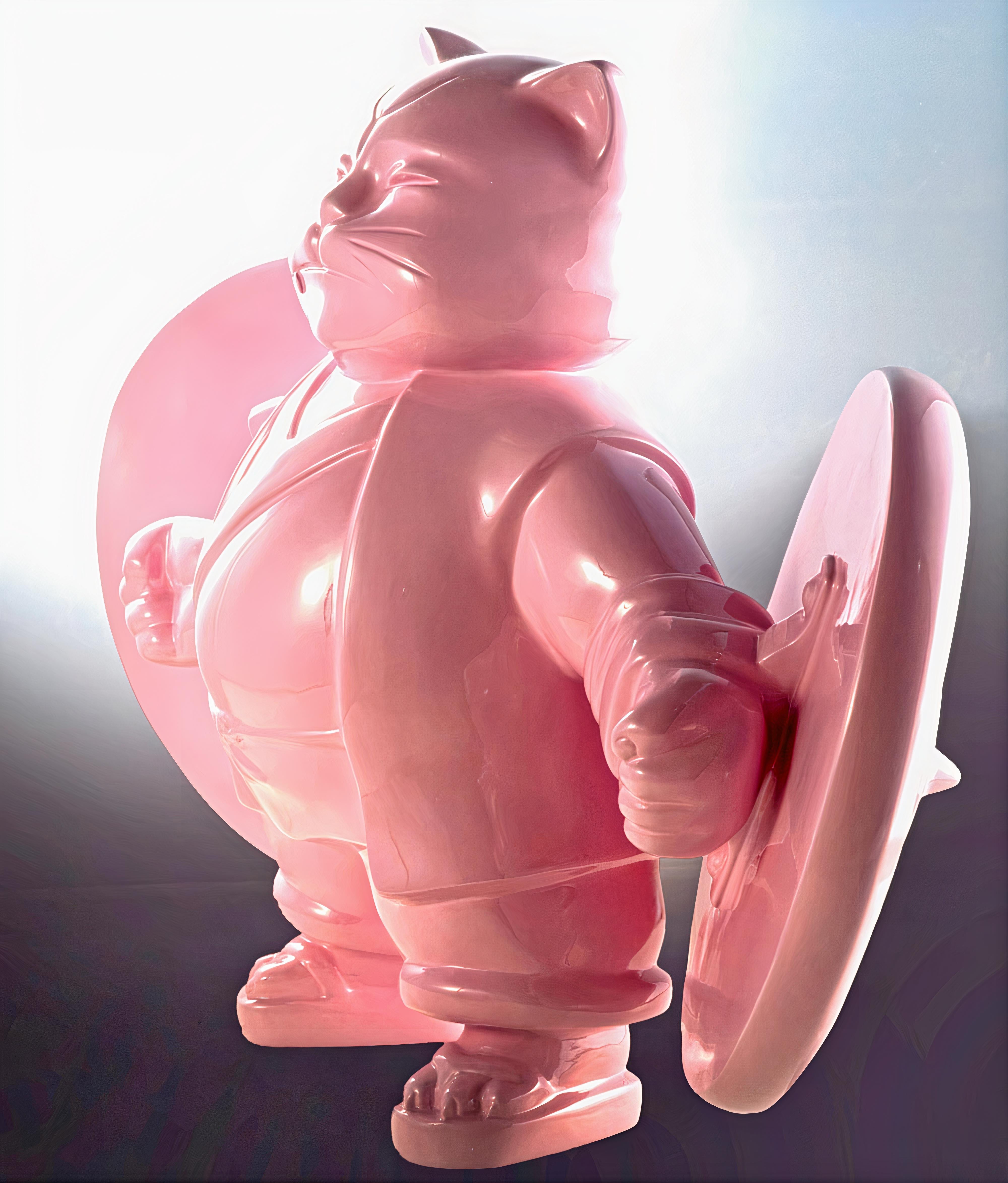 Commanding Warriorcat : Orange Eternal Vigil - Contemporary Sculpture by HIRO ANDO