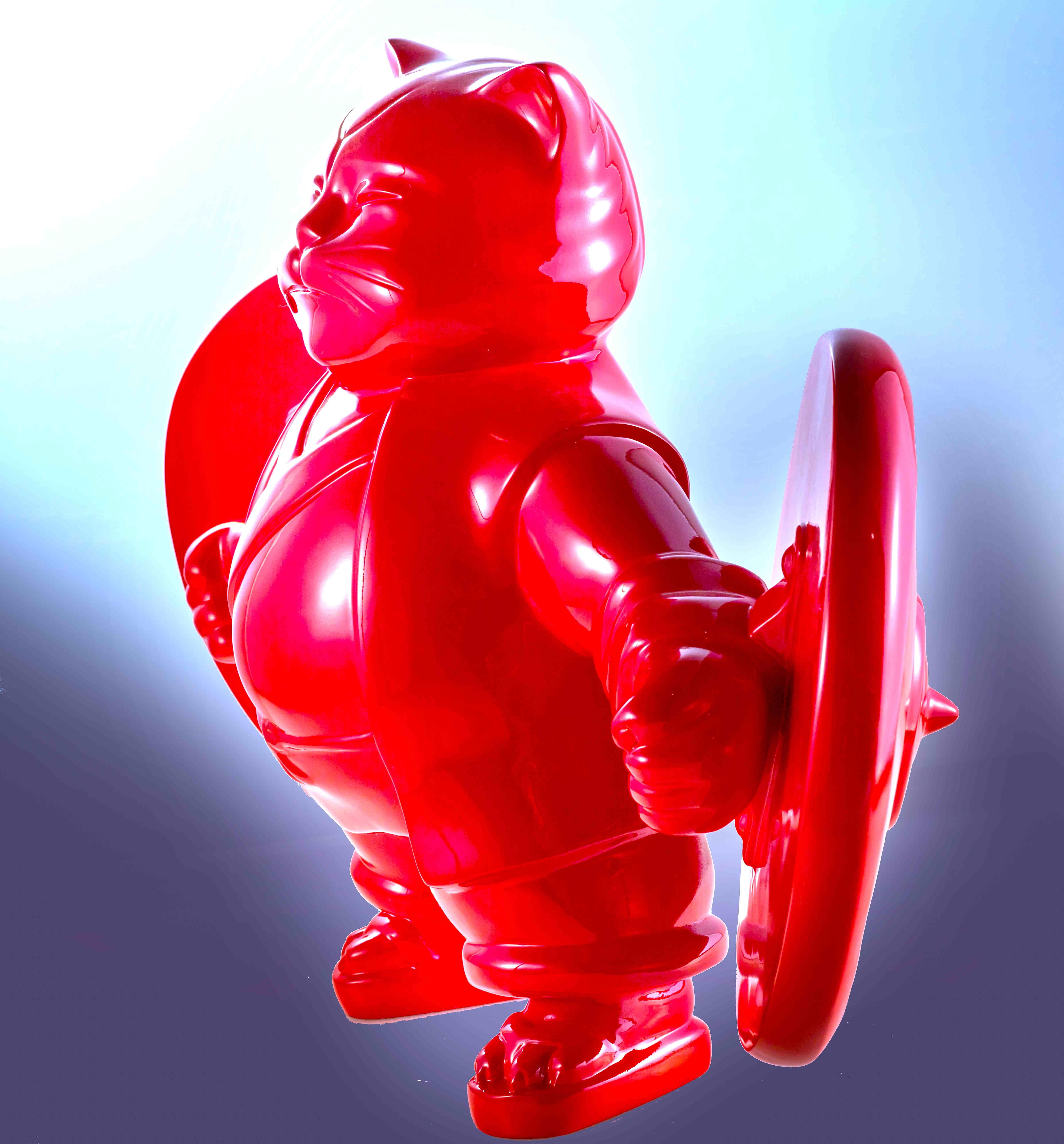 Commanding Warriorcat : Red Eternal Vigil - Contemporary Sculpture by HIRO ANDO