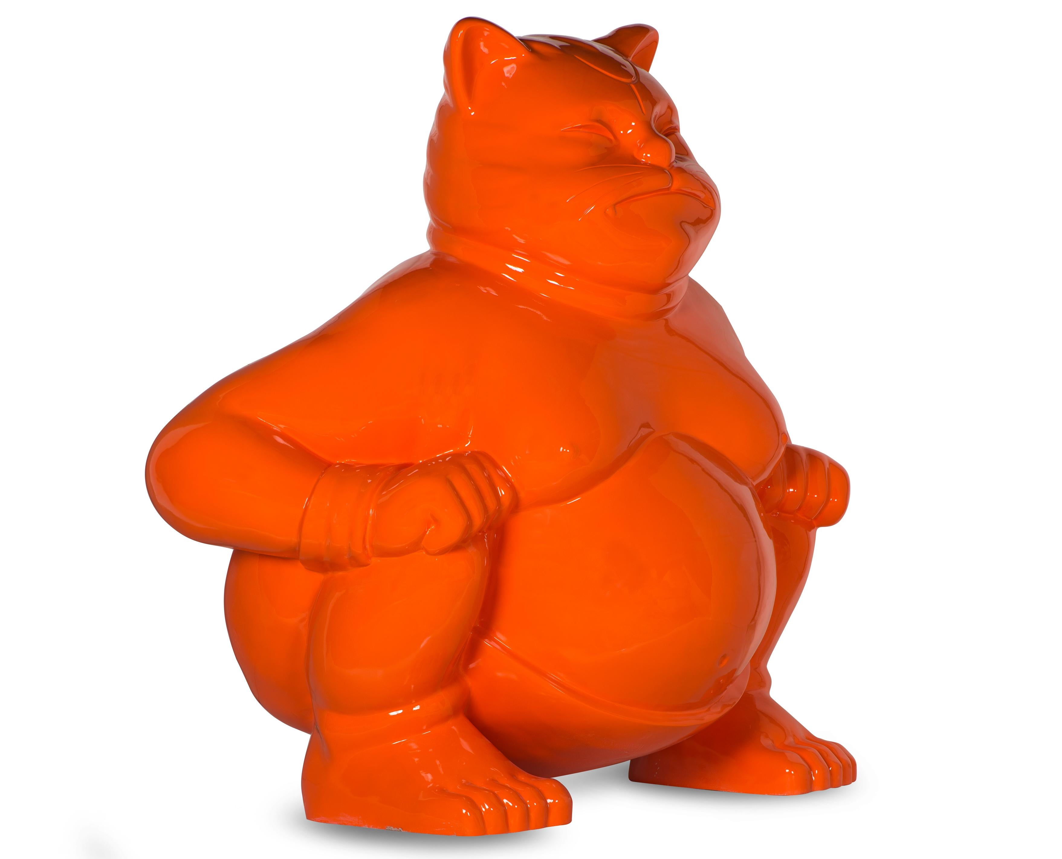 Eleganter Sumocat:  Orangentanz und Kämpfe um das Gleichgewicht (Zeitgenössisch), Sculpture, von HIRO ANDO