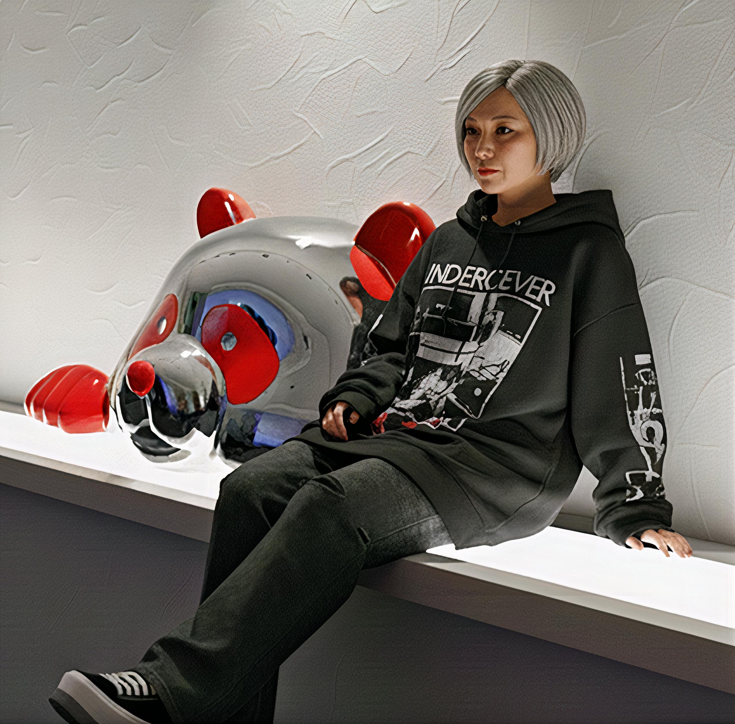 Hellopandasan : Crimson Whimsical Revelations - Sculpture by HIRO ANDO