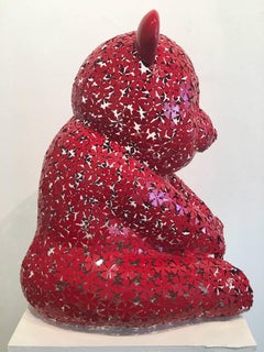 Hiro Ando 14.20.2 bear Red PANDASAN FLOWERPOWER original sculpture