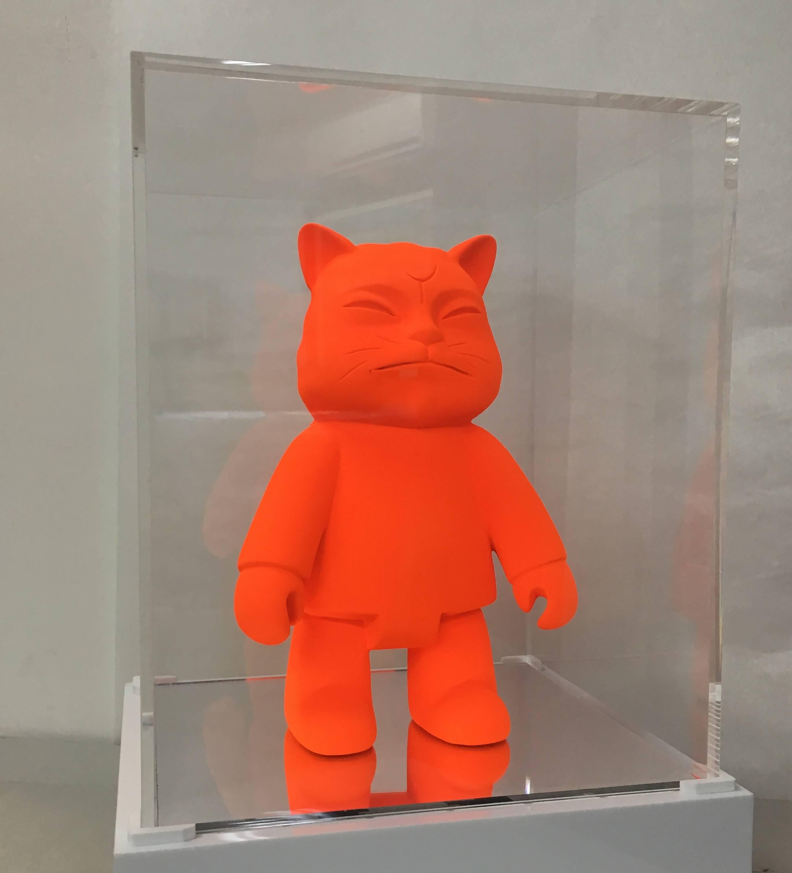 Monology robotcat, 2008
Mix Media Resin and Pigment PolyChrome with  protective Cap Plexiglas with LED
12 1/5 × 9 4/5 × 9 1/10 in
31 × 25 × 23 cm
Edition of 8
Drawing on ideas of collectability and fantasy, Japanese artist Hiro Ando combines