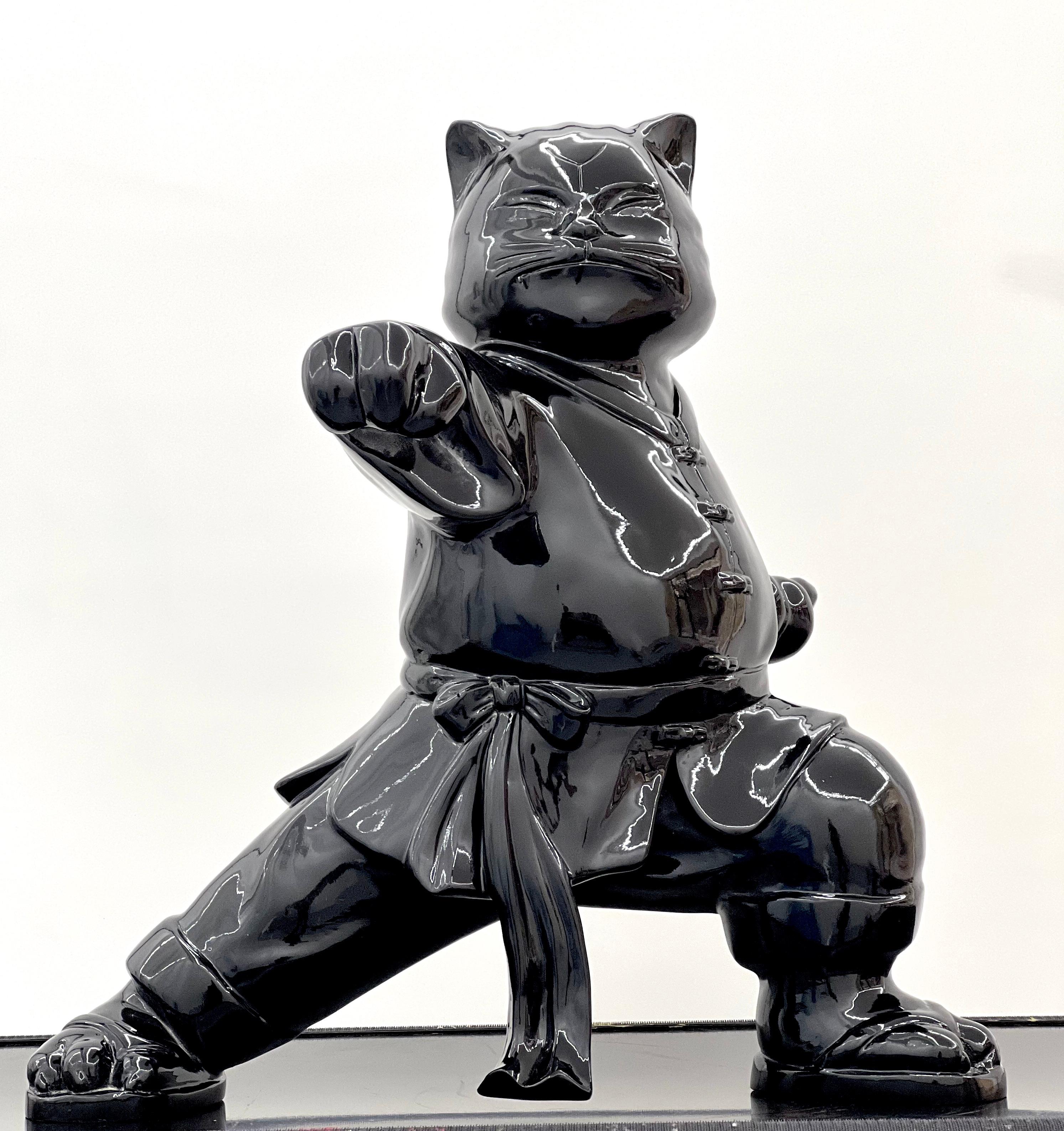 The Elegance of Kungfucat : Black Cat Fu Symphony - Sculpture by HIRO ANDO