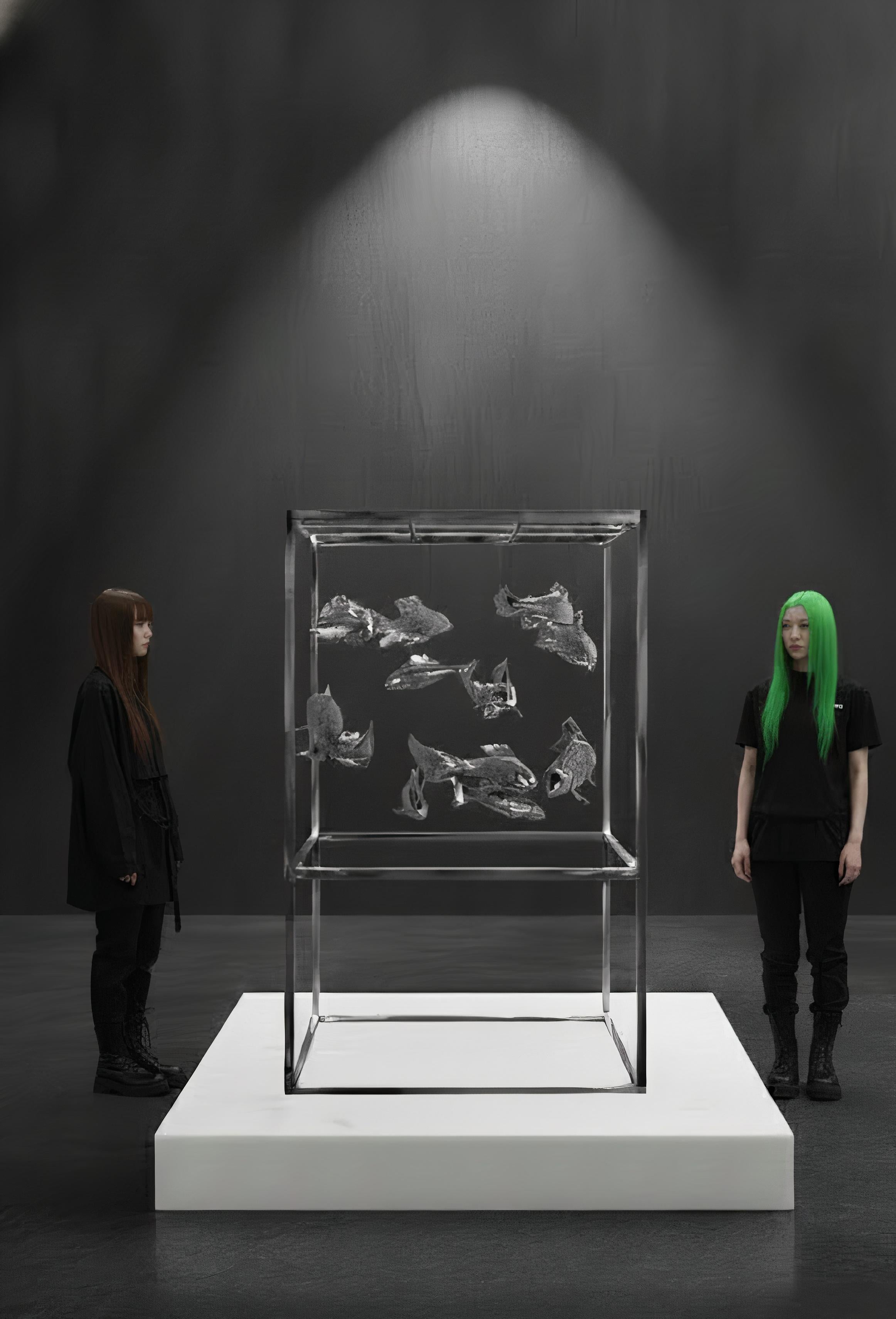 Baile de Magoi e Higoi : Serenata de Nishikigoi en el Refugio Celestial - Sculpture Contemporáneo de HIRO ANDO