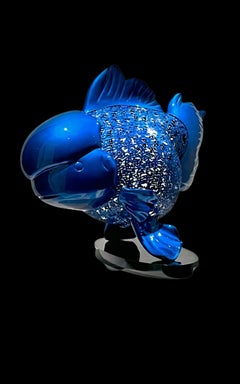 Majestueux Nishikigoi en métal Splendor : Aqueous Grandeur Blu