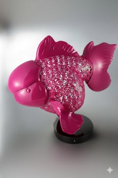 Majestic Nishikigoi in Metal Splendor : Aqueous Grandeur Pink