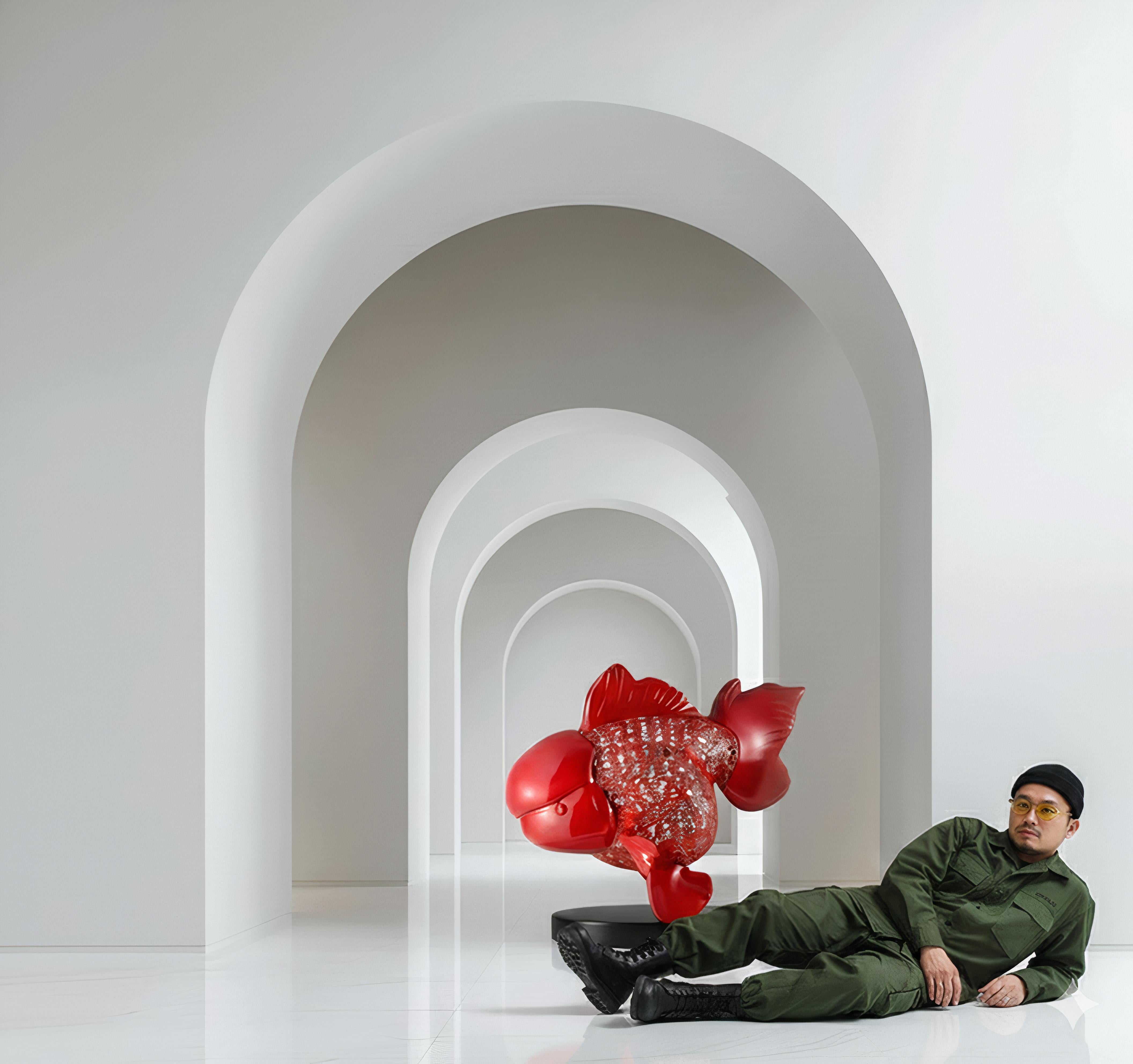 Majestueux Nishikigoi en métal Splendor : Écharpe de Grandeur Aqueous en vente 3