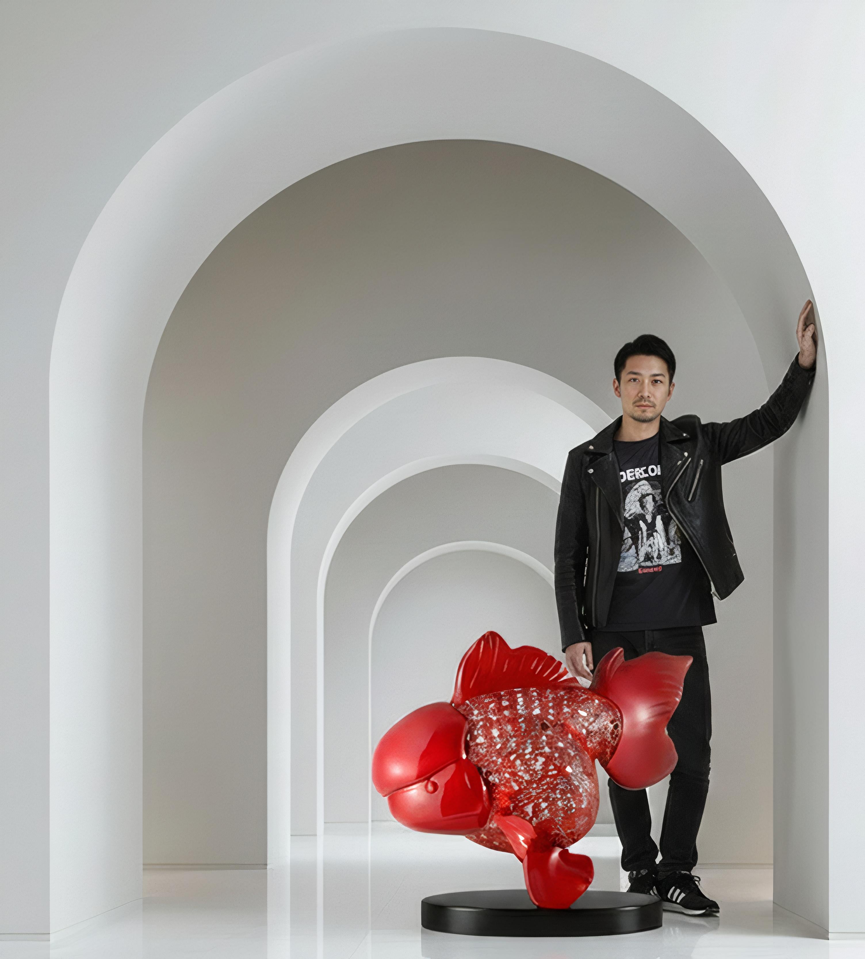 Majestic Nishikigoi in Metal Splendor : Aqueous Grandeur Scarlet