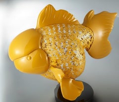 Majestic Nishikigoi in Metal Splendor : Aqueous Grandeur Yellow