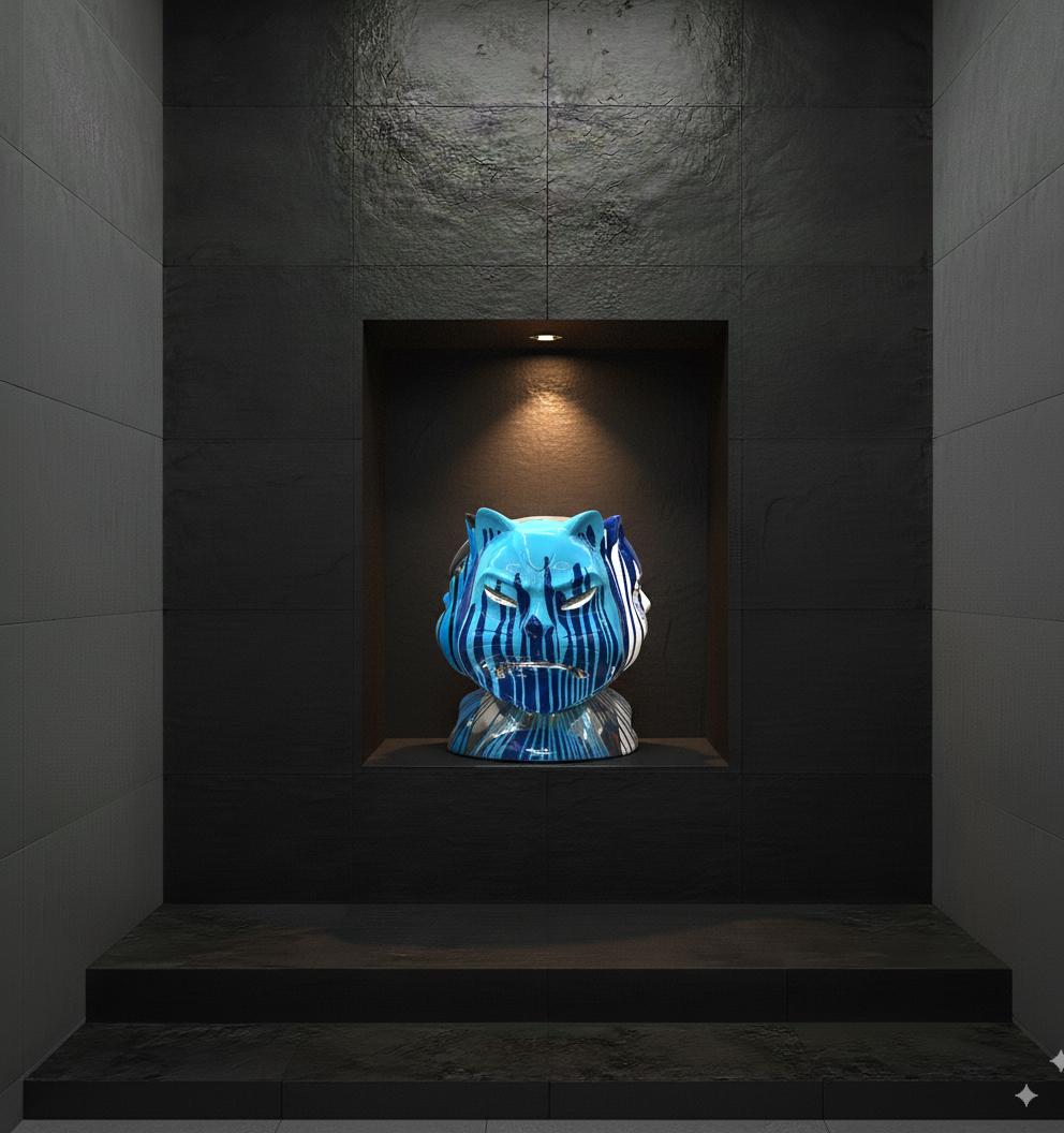 Onmyōdō : The Enigmatic Faces of Samuraicat in the Codex of Dualities - Contemporary Sculpture by HIRO ANDO