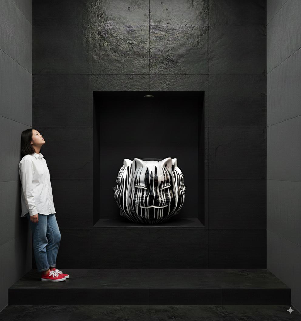 Onmyōdō : The Enigmatic Faces of Samuraicat in the Codex of Dualities - Sculpture by HIRO ANDO