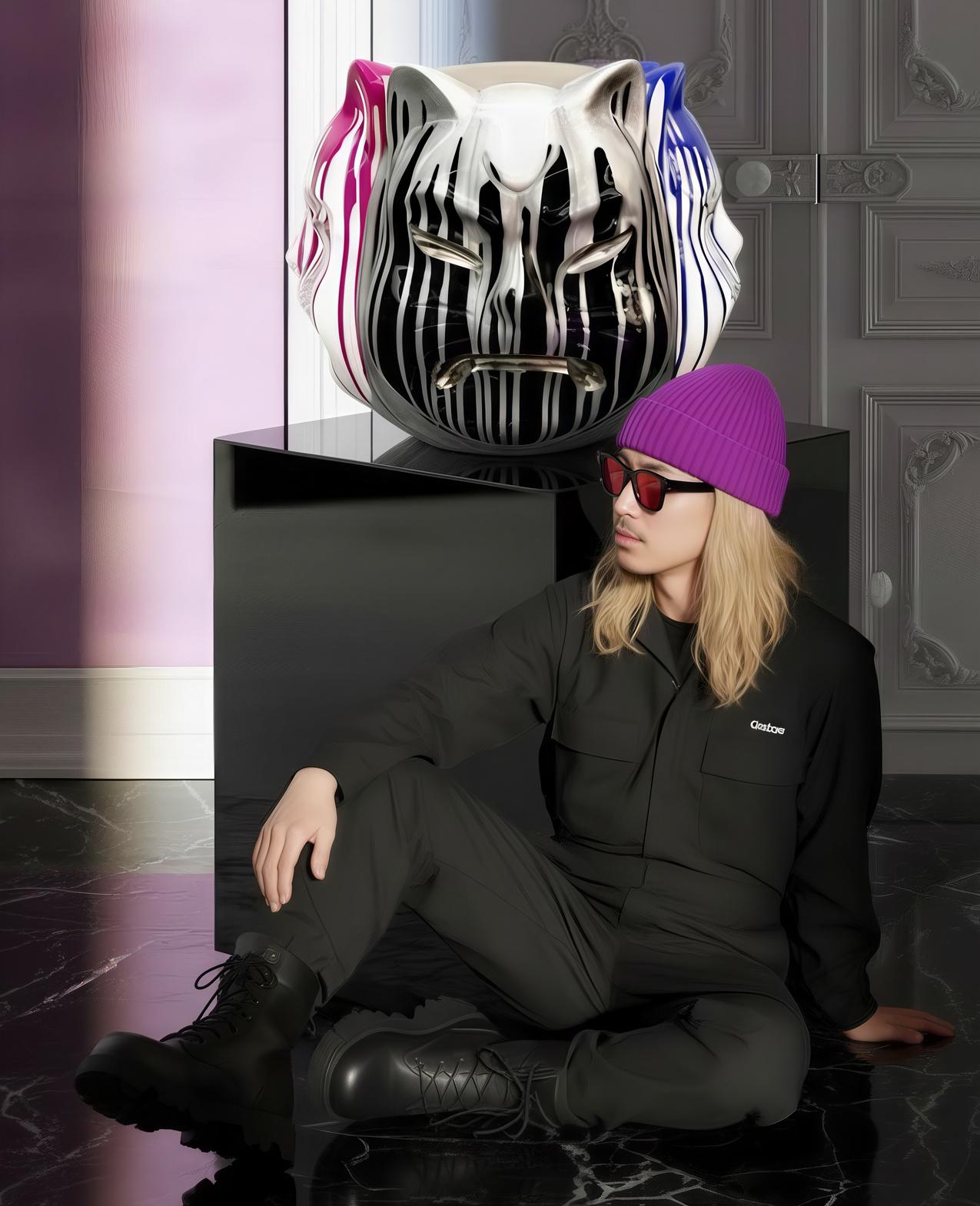 Onmyōdō : The Enigmatic Faces of Samuraicat in the Codex of Dualities - Sculpture by HIRO ANDO