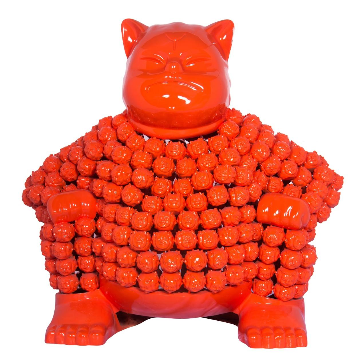 Orange Sumonmyoji's Resonance : A Harmonious Ode to Onmyōdō's Dance of Dualities - Contemporary Sculpture by HIRO ANDO