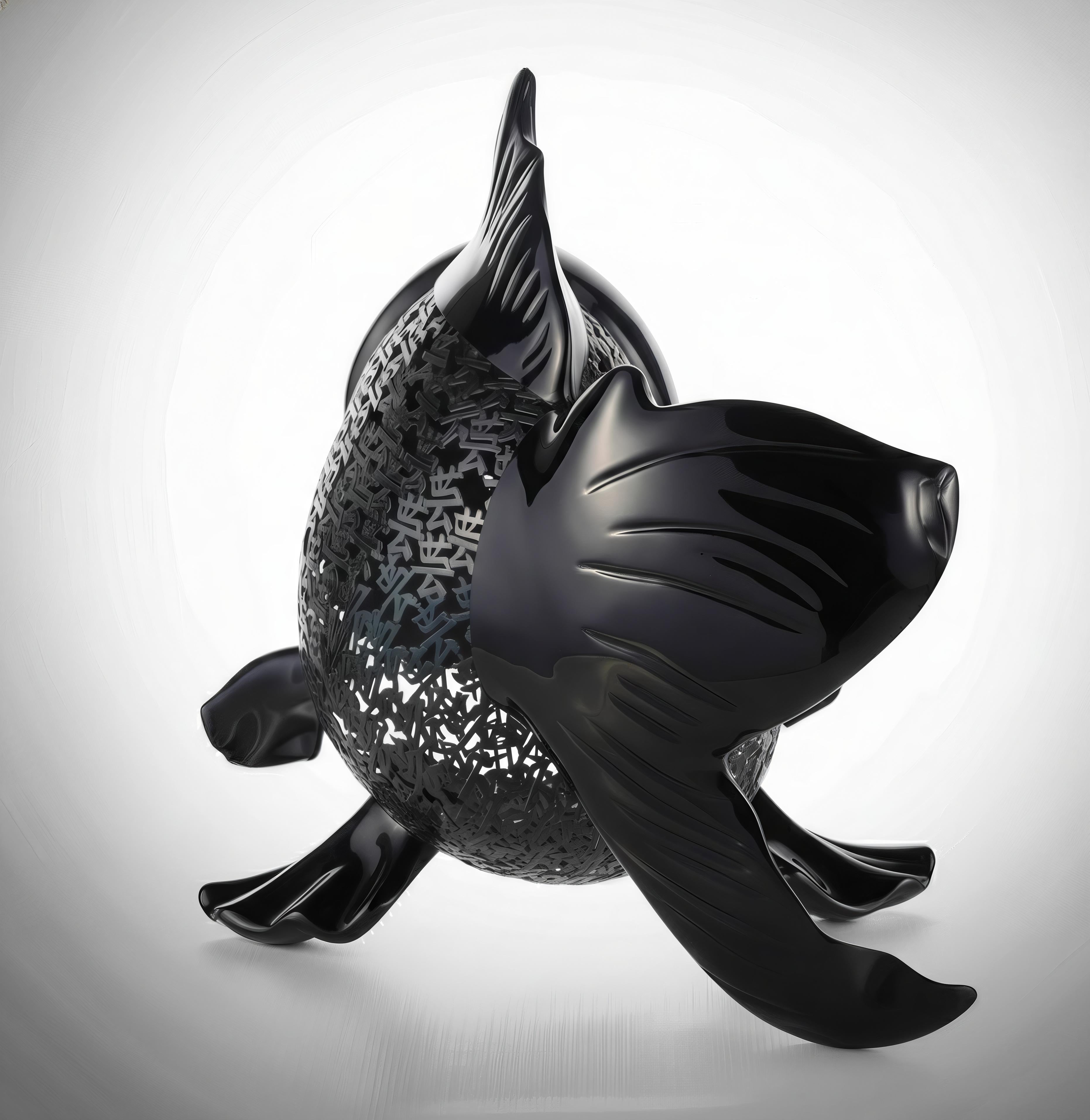 Petite Nishikigoi Elegance en métal noir : Mizu no Kasai Whispers en vente 4