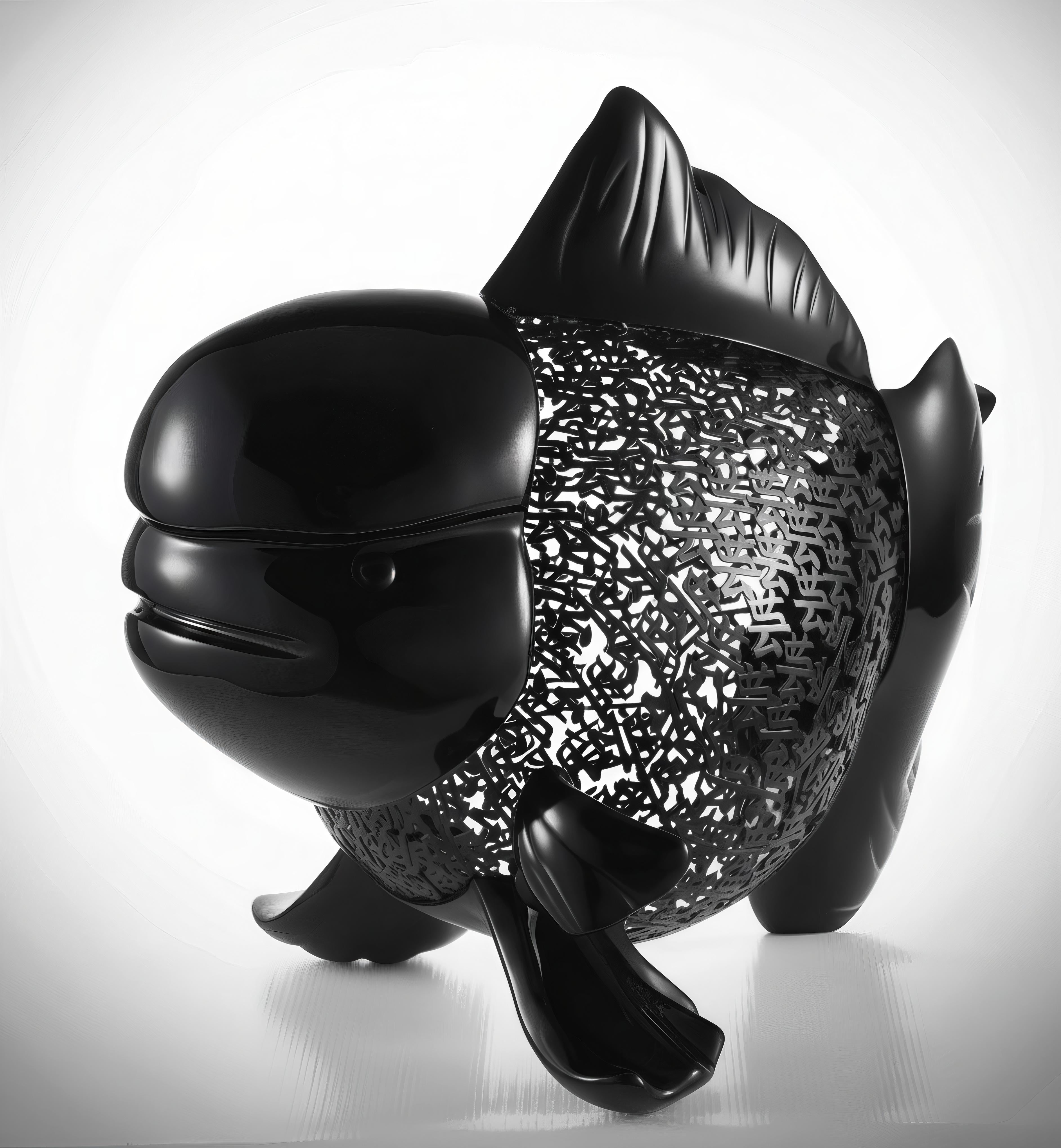 Petite Nishikigoi Elegance en métal noir : Mizu no Kasai Whispers en vente 2