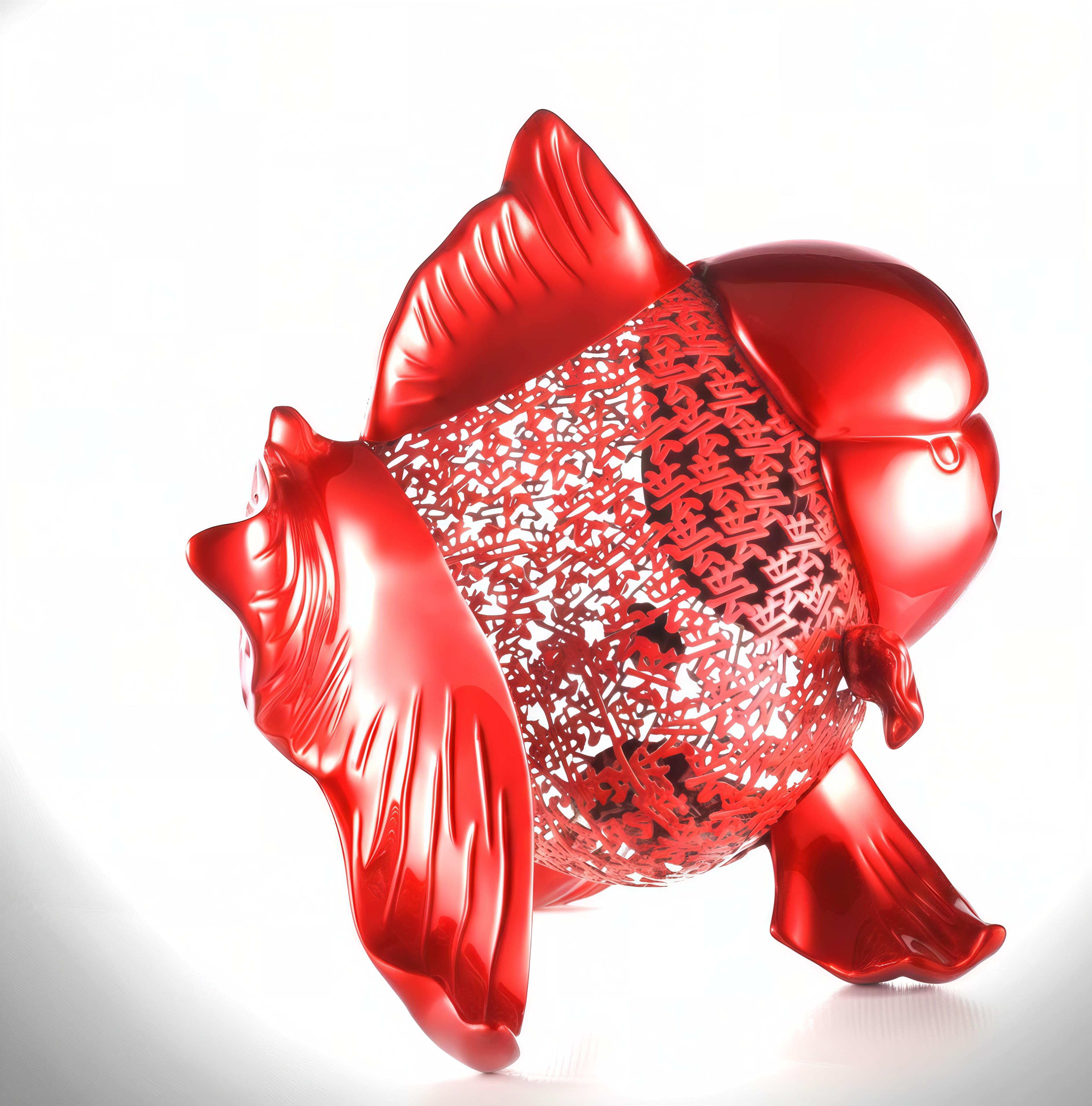 Petite Nishikigoi Elegance en métal rouge : Mizu no Kasai Whispers en vente 8