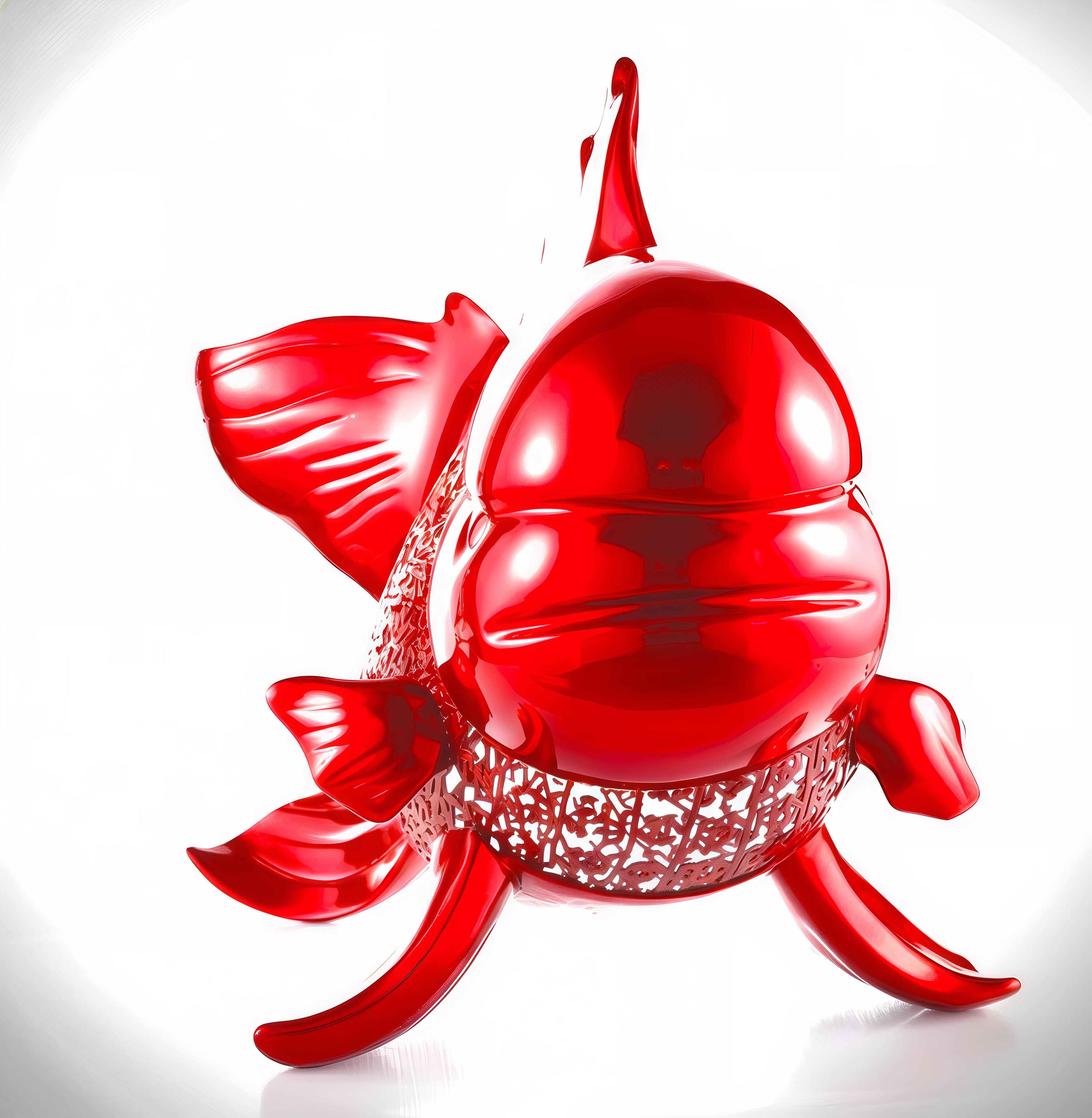 Petite Nishikigoi Elegance en métal rouge : Mizu no Kasai Whispers - Contemporain Sculpture par HIRO ANDO