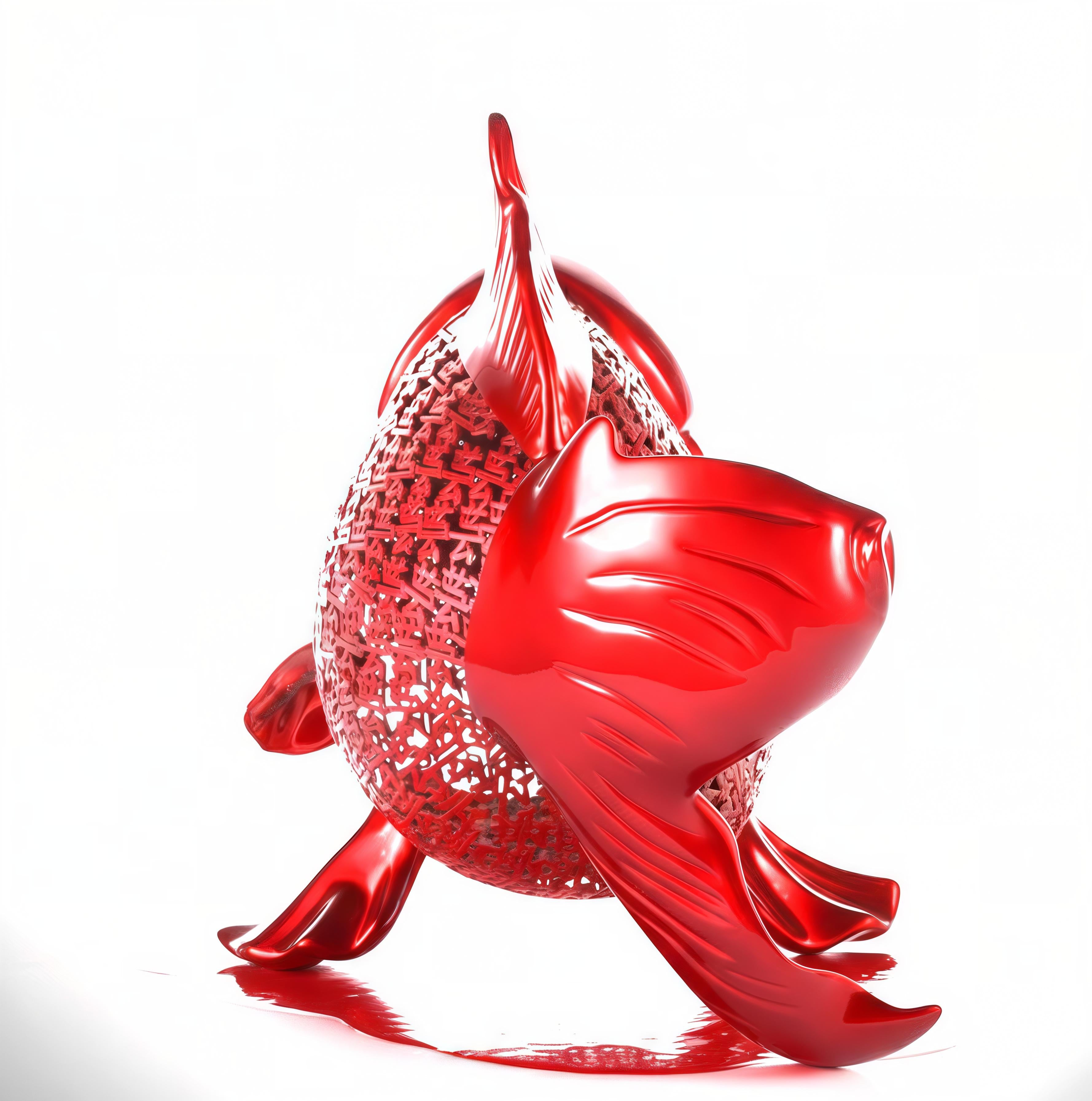 Petite Nishikigoi Elegance en métal rouge : Mizu no Kasai Whispers en vente 2