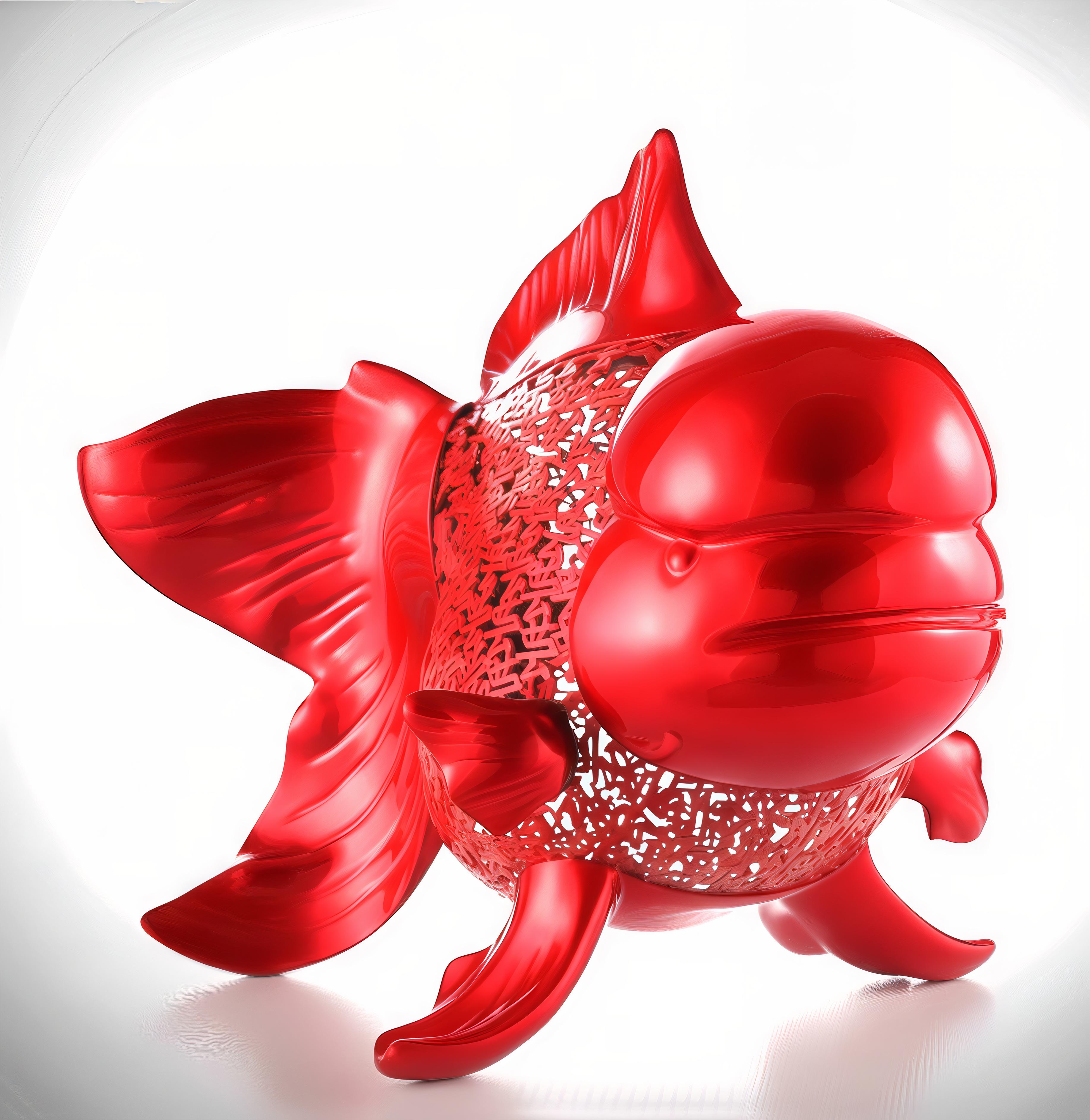 Petite Nishikigoi Elegance en métal rouge : Mizu no Kasai Whispers en vente 4